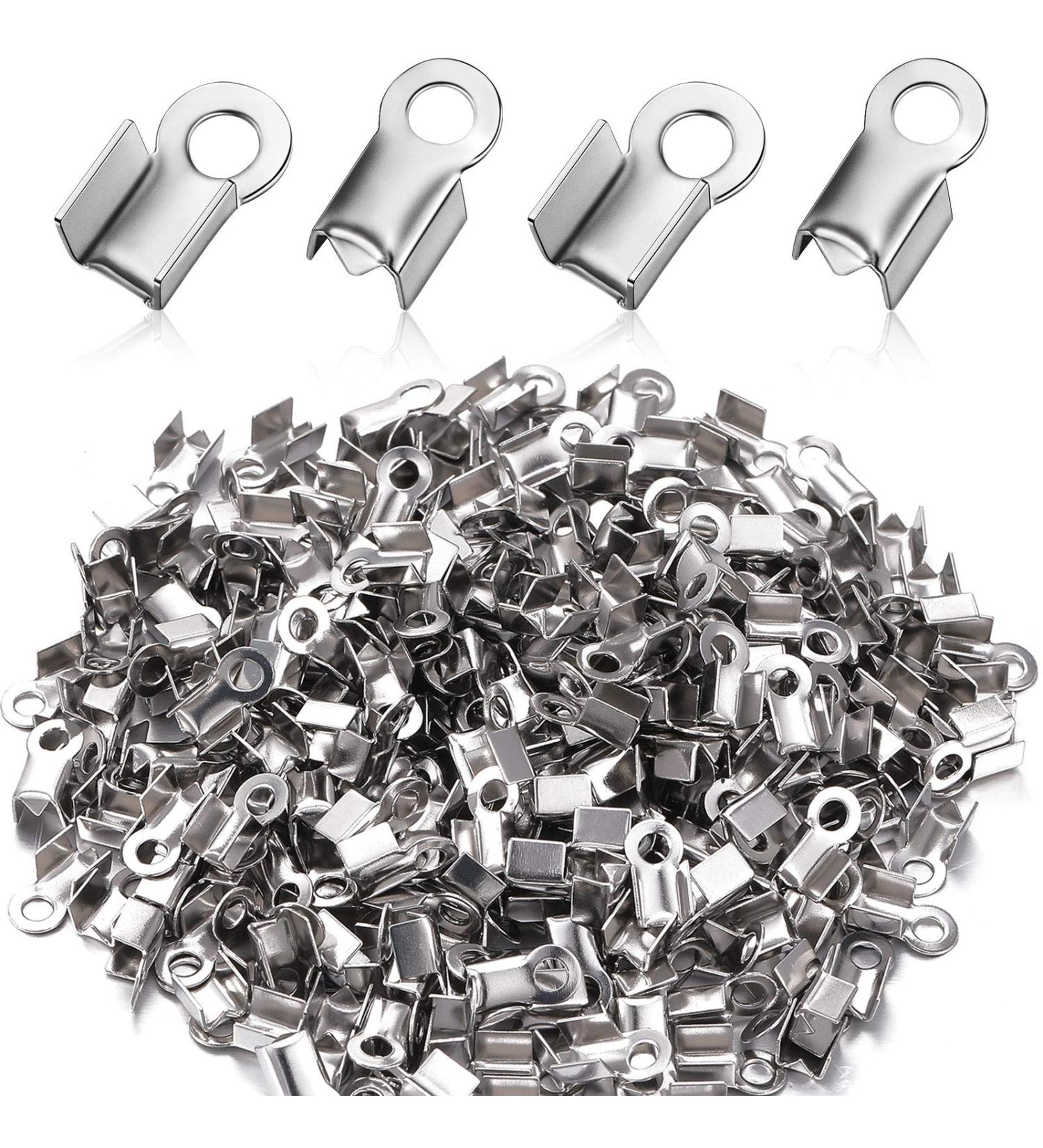 304 Stainless Steel Fold Over Cord Ends 3x8mm - 100 Pieces | Jewelry Making Connectors - Buy Online on GoSupps.com