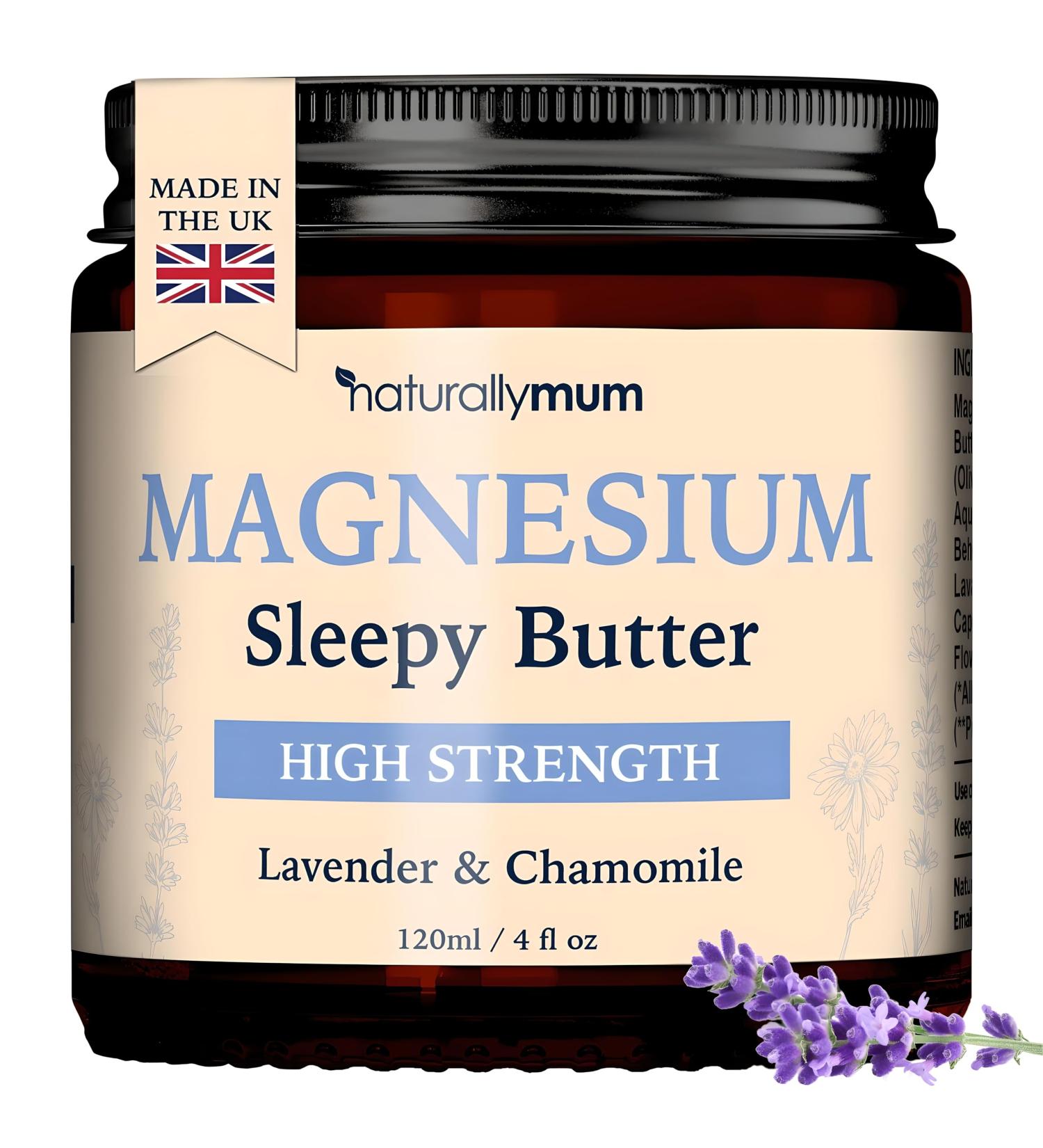 Magnesium Butter NATURAL & VEGAN - Topical Magnesium Chloride Cream Butter Support for Sleep Bone Heart & Muscle Health - Lavender & Chamomile High Strength Balm - Made in UK & Safe for Kids - Buy Online on GoSupps.com
