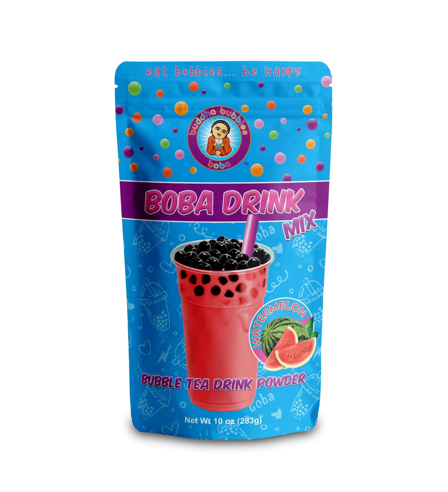 Buddha Bubbles Boba Watermelon Bubble Tea Drink Mix Powder 10oz - Refreshing Flavor - 283g - Buy Online on GoSupps.com