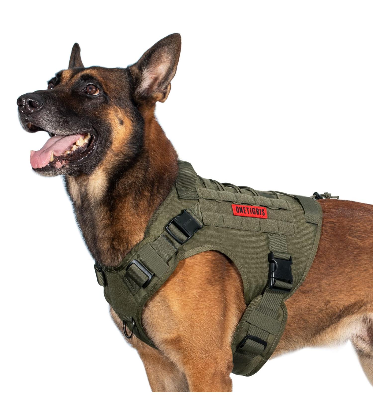 OneTigris Fire Watcher 2.0 Molle Dog Harness - XL Green Ranger | Durable Adjustable Handle & Metal Buckle for Enhanced Control | Perfect for Outdoor Adventures & International Shipping - Buy Online on GoSupps.com
