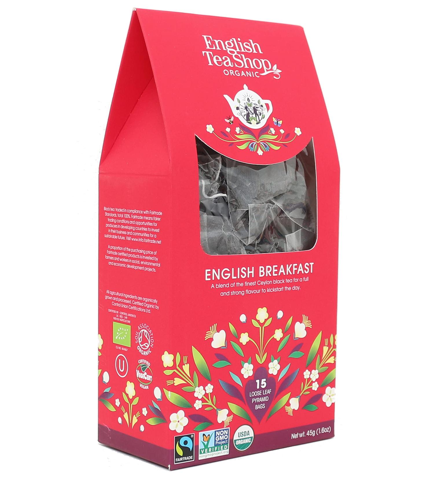 English Tea Shop Organic English Breakfast Tea (15 Pyramids) 44.9999999999999 g - Buy Online on GoSupps.com