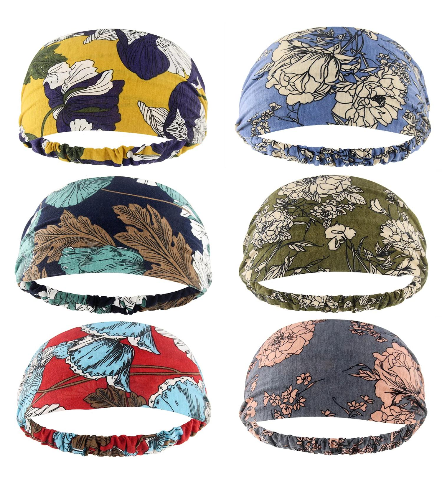 Carede Boho Bandana Headbands for Women - Pack of 6 Floral Print Sports Headbands - Non Slip Wide Yoga Headbands - Fashion Hair bands for Outdoor Activities - Buy Online on GoSupps.com