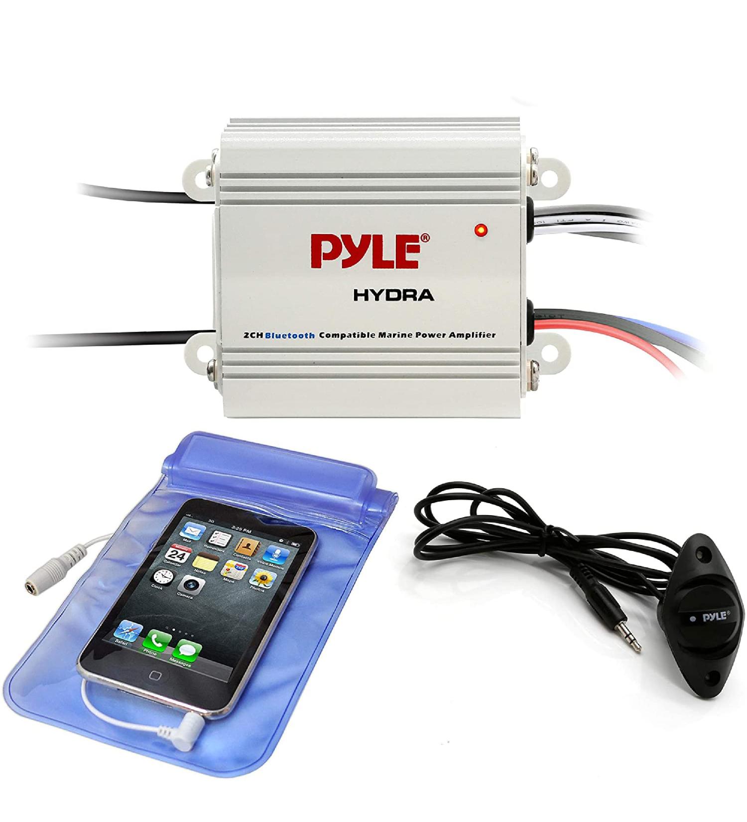 Pyle 2-Channel Bridgeable Marine Amplifier with Bluetooth Speakers - White | Perfect for Your Boat Audio System! - Buy Online on GoSupps.com