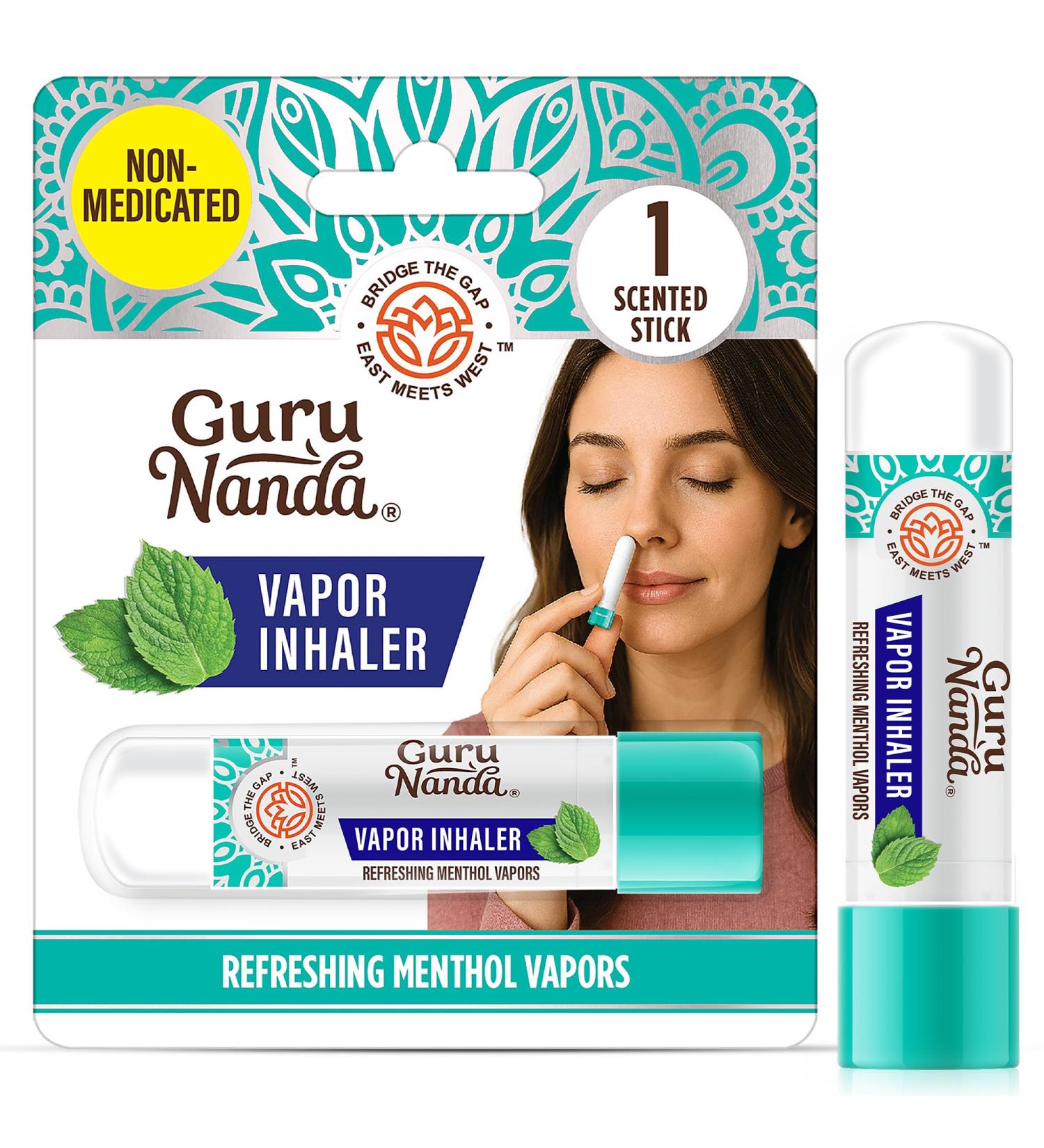 GuruNanda Vapor Inhaler Nasal Stick with Essential Oils for Soothing Relief Helps Clear Nasal Passages & Ease Stuffiness Non-Medicated 1 Count - Buy Online on GoSupps.com
