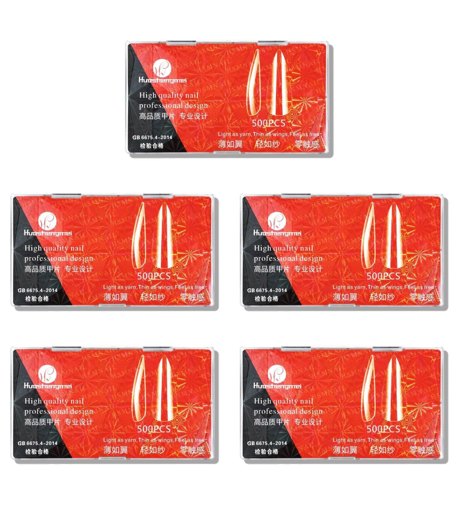 YOXIER Fake Tips Artificial Stick On Type Clear Long Nails Ornament Plentiful Quantity Birthday Gift B 5 Pcs
