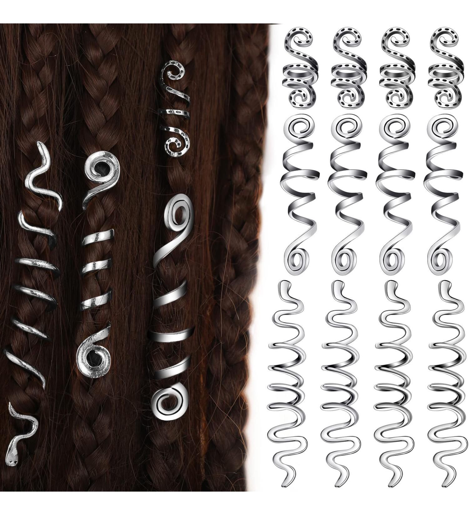 12 Pieces Celtic Hair Jewelry in Silver - Dreadlock & Braid Accessories for Women and Girls - Buy Online on GoSupps.com