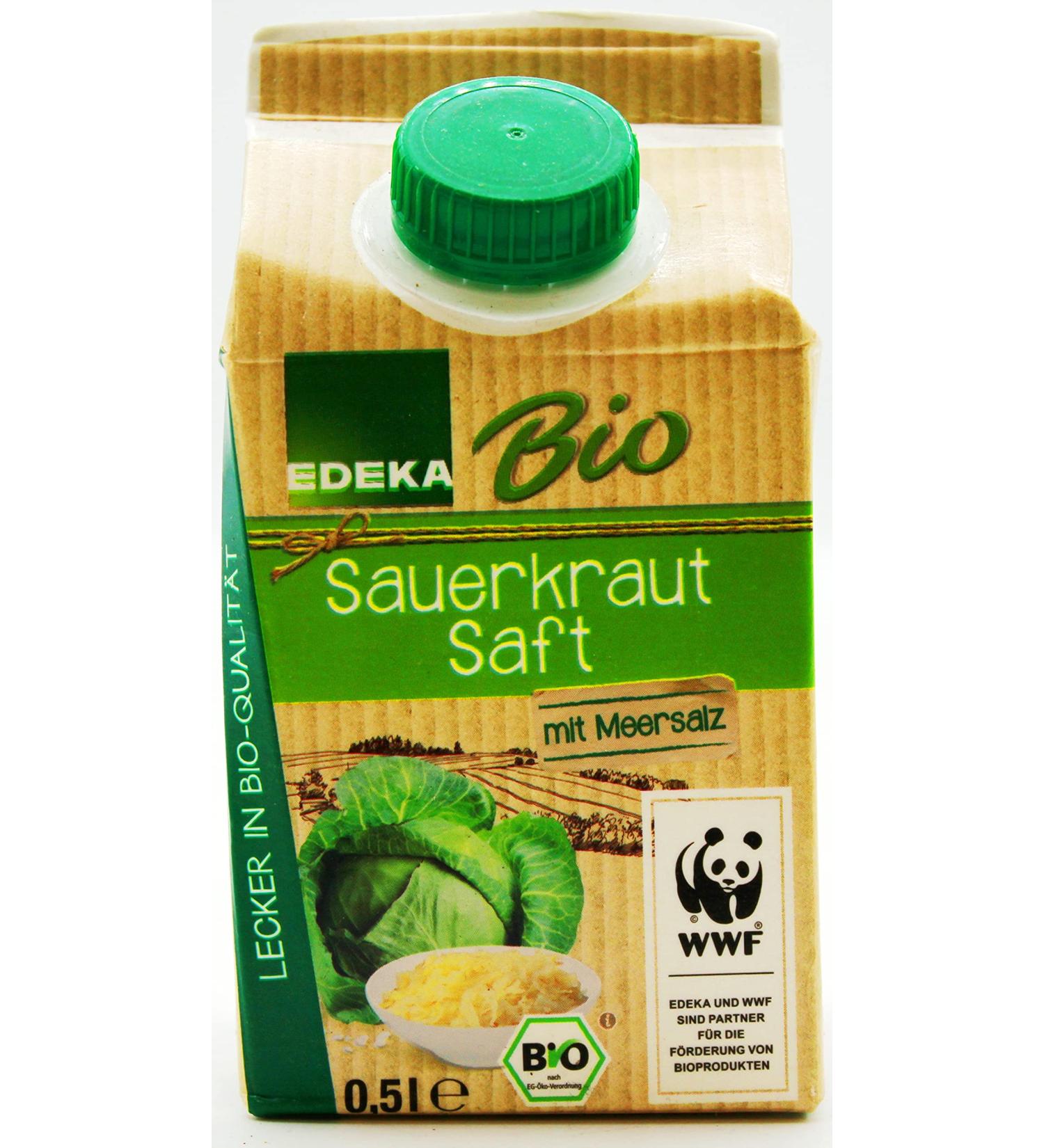 Edeka Organic Sauerkraut Juice - Pack of 8 (8 x 0.5L) | Authentic German Probiotic Drink | International Shipping Available - Buy Online on GoSupps.com
