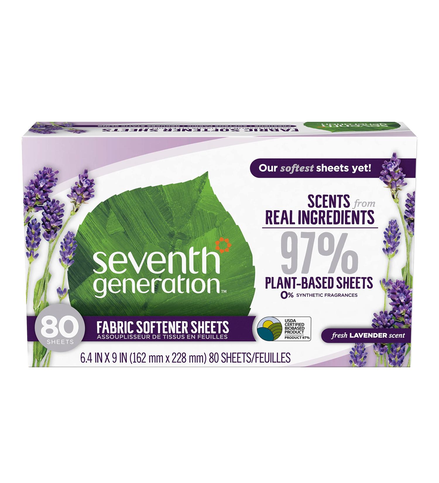 Seventh Generation Dryer Sheets - Fresh Lavender Fabric Softener 80 Count | Eco-Friendly Laundry Sheets for Softness & Freshness - Buy Online on GoSupps.com
