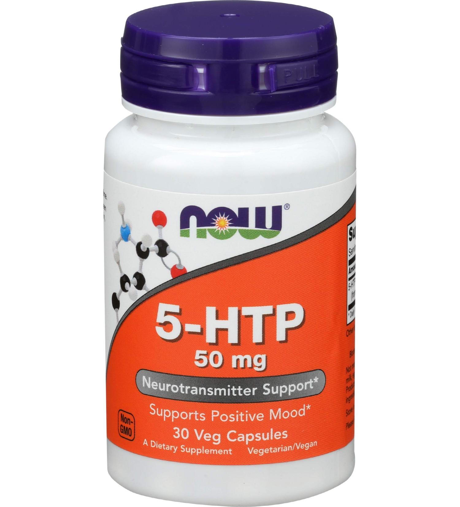 Now Foods 5-HTP 50 mg - 30 Vegan Capsules for Mood Support & Relaxation - Buy Online on GoSupps.com