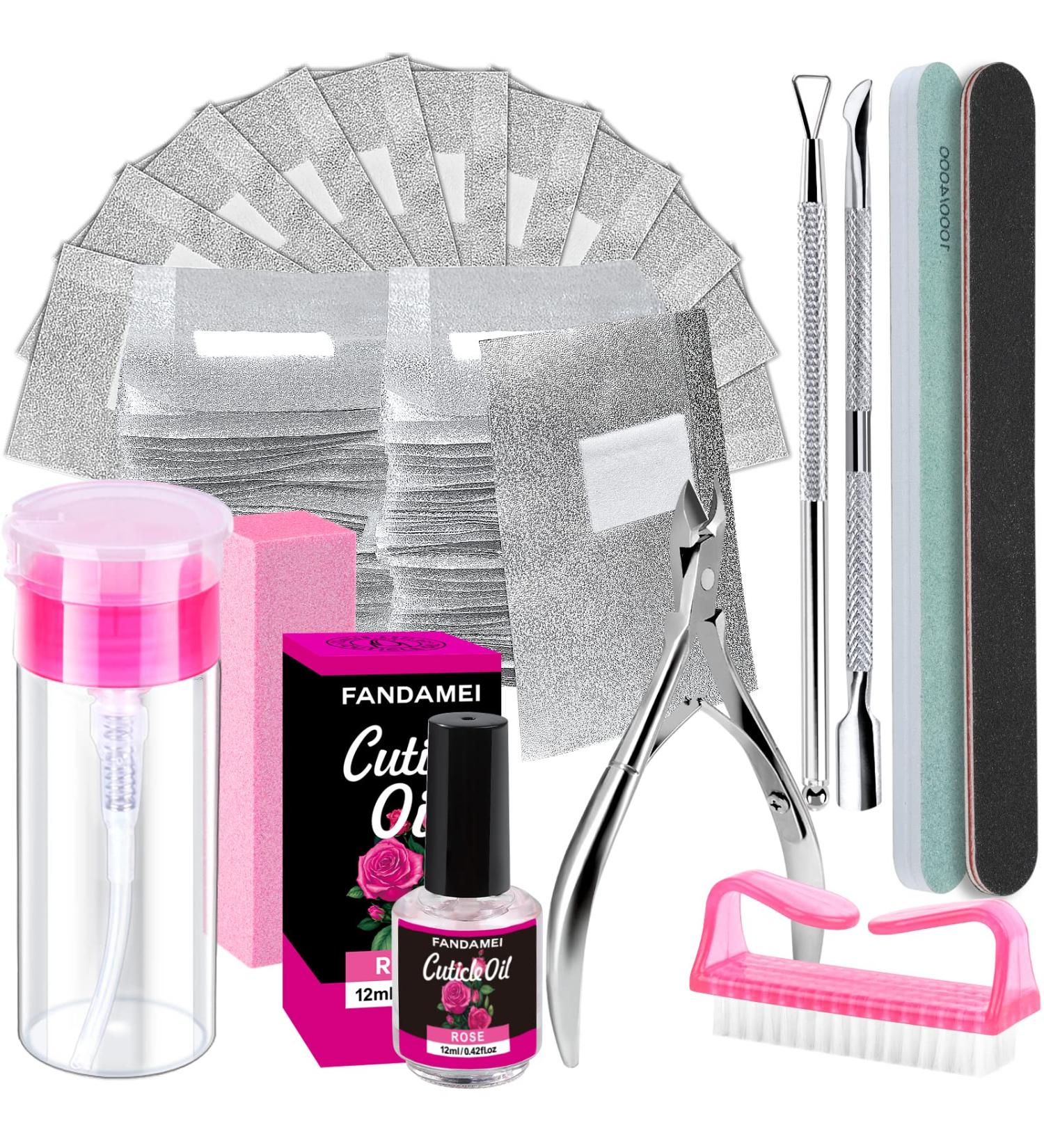 FANDAMEI Nail Gel Polish Remover Kit: 200PCS Foil Wraps, Remover Bottle, Cuticle Nipper, Pusher, Oil, Buffer File, Brush - Buy Online on GoSupps.com