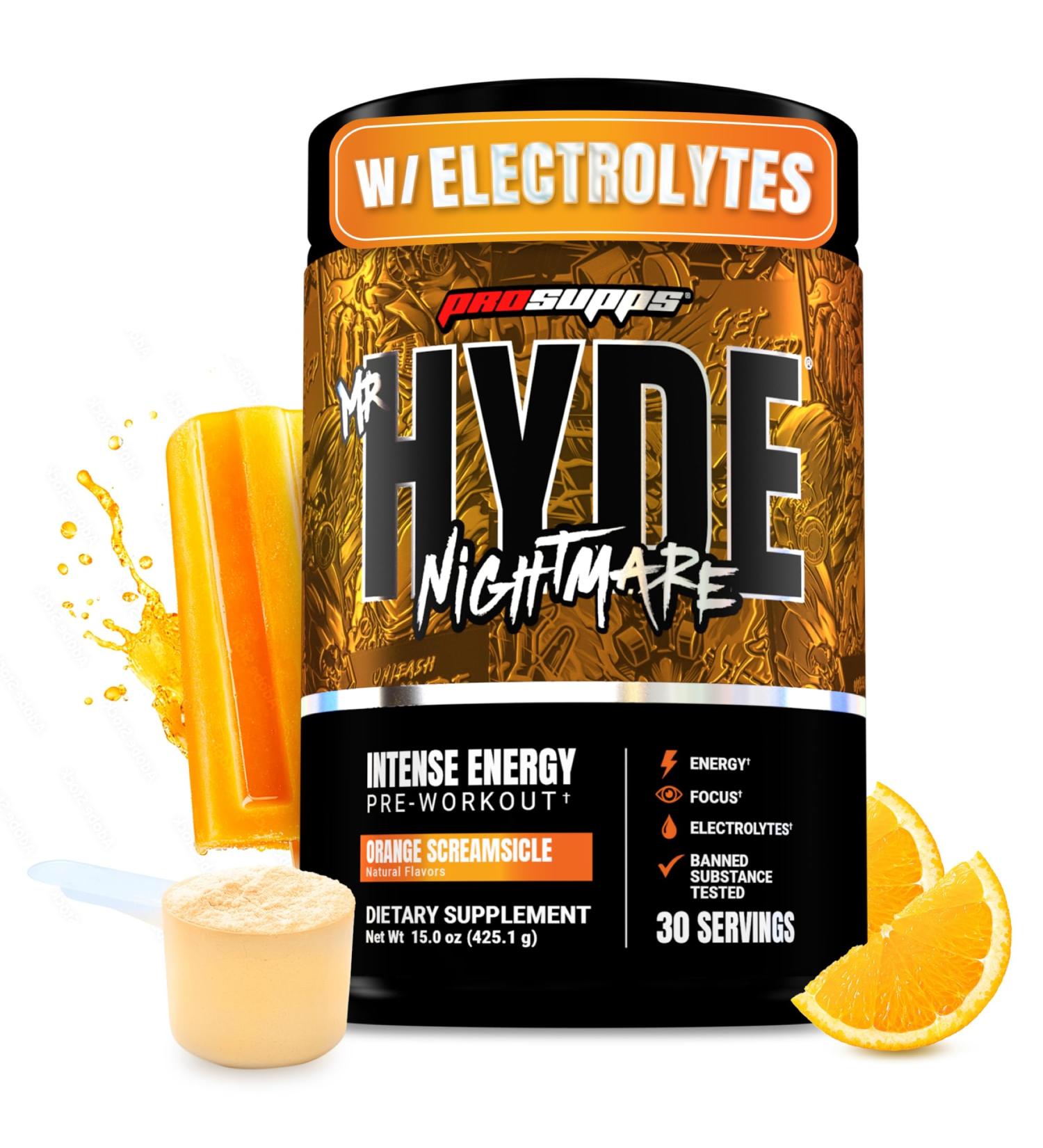 PROSUPPS Mr. Hyde Nightmare Pre Workout Powder with Caffeine & Beta Alanine - Preworkout for Intense Energy Mental Focus & Performance - Gym & Fitness Supplements (Orange Creamsicle 30 Servings) - Buy Online on GoSupps.com