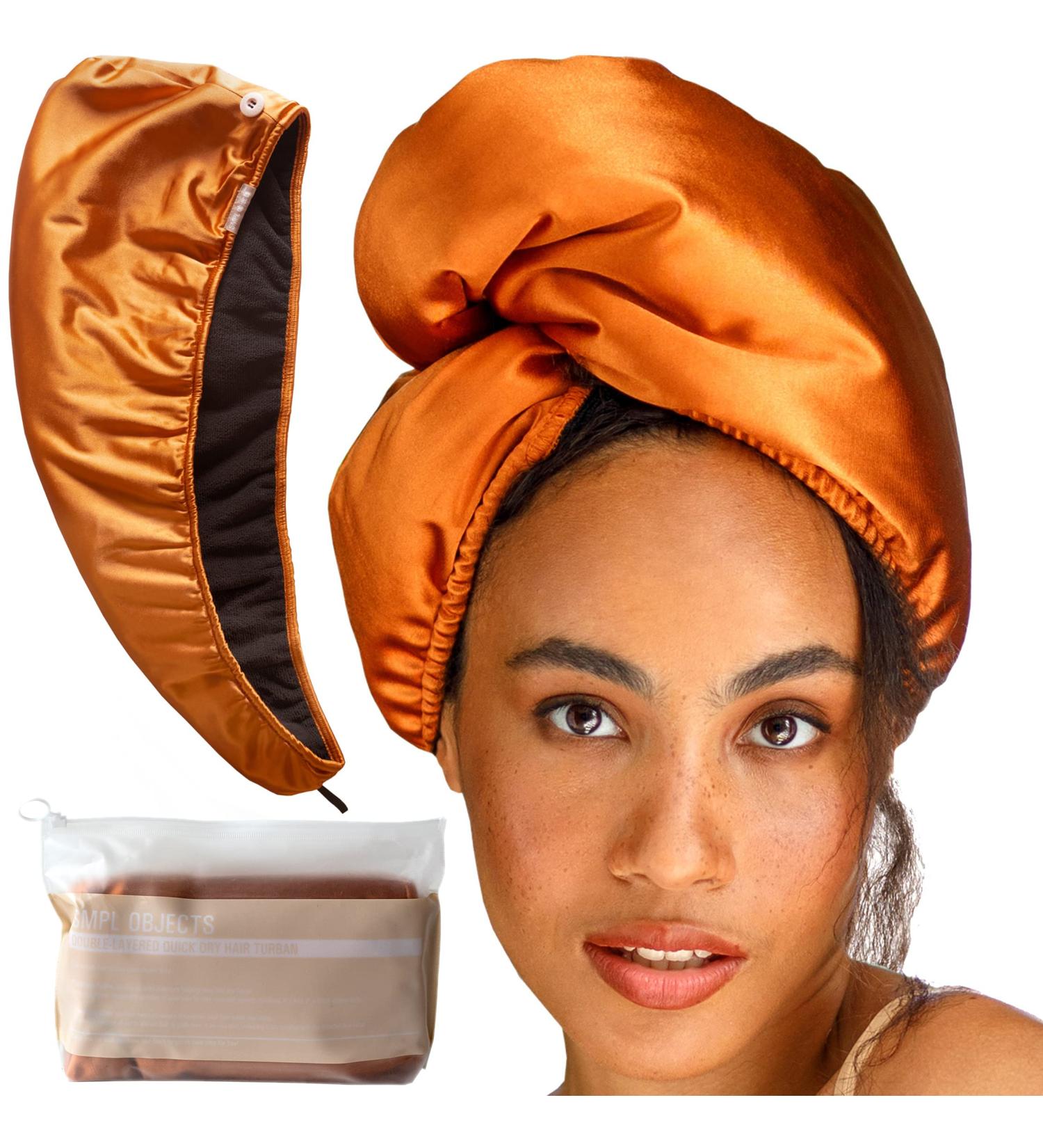 Microfiber Hair Towel for Women | Satin Hair Plopping Towel for Curly & Long Hair - SMPL Objects Amber - Buy Online on GoSupps.com