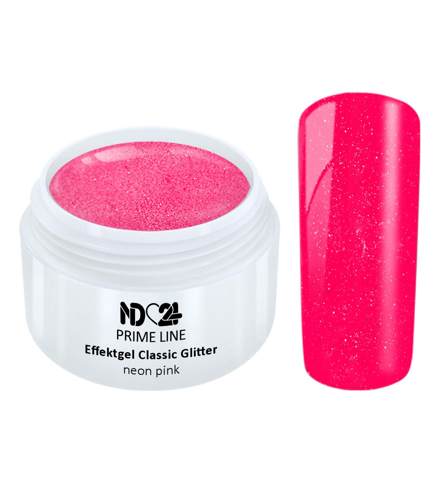 Prime Line - Uv Led Gel Color Gel Classic Glitter Neon Pink - Made in Germany - 5ml