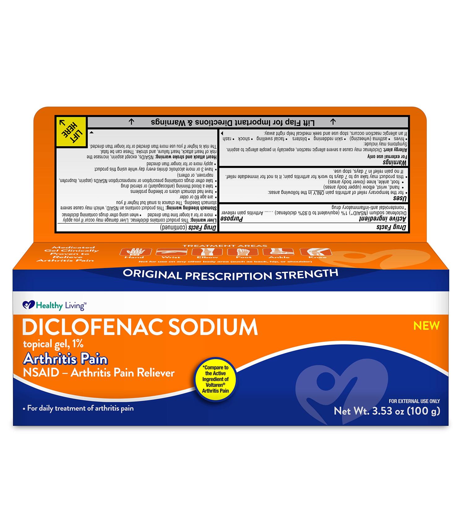 Aurohealth Healthy Living Diclofenac Sodieum 1% 100g Topical Gel 3.5 oz