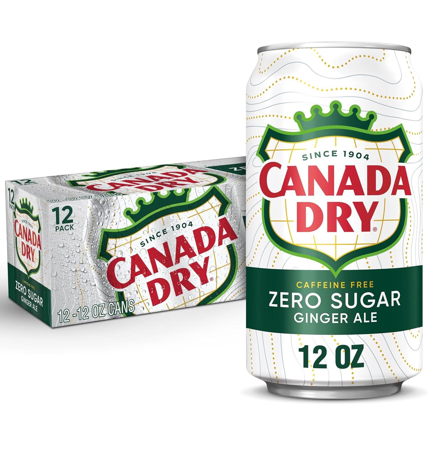 Canada Dry Zero Sugar Ginger Ale Soda 12 fl oz Cans 12 Pack - Refreshing Zero Sugar Drink Option - Buy Online on GoSupps.com
