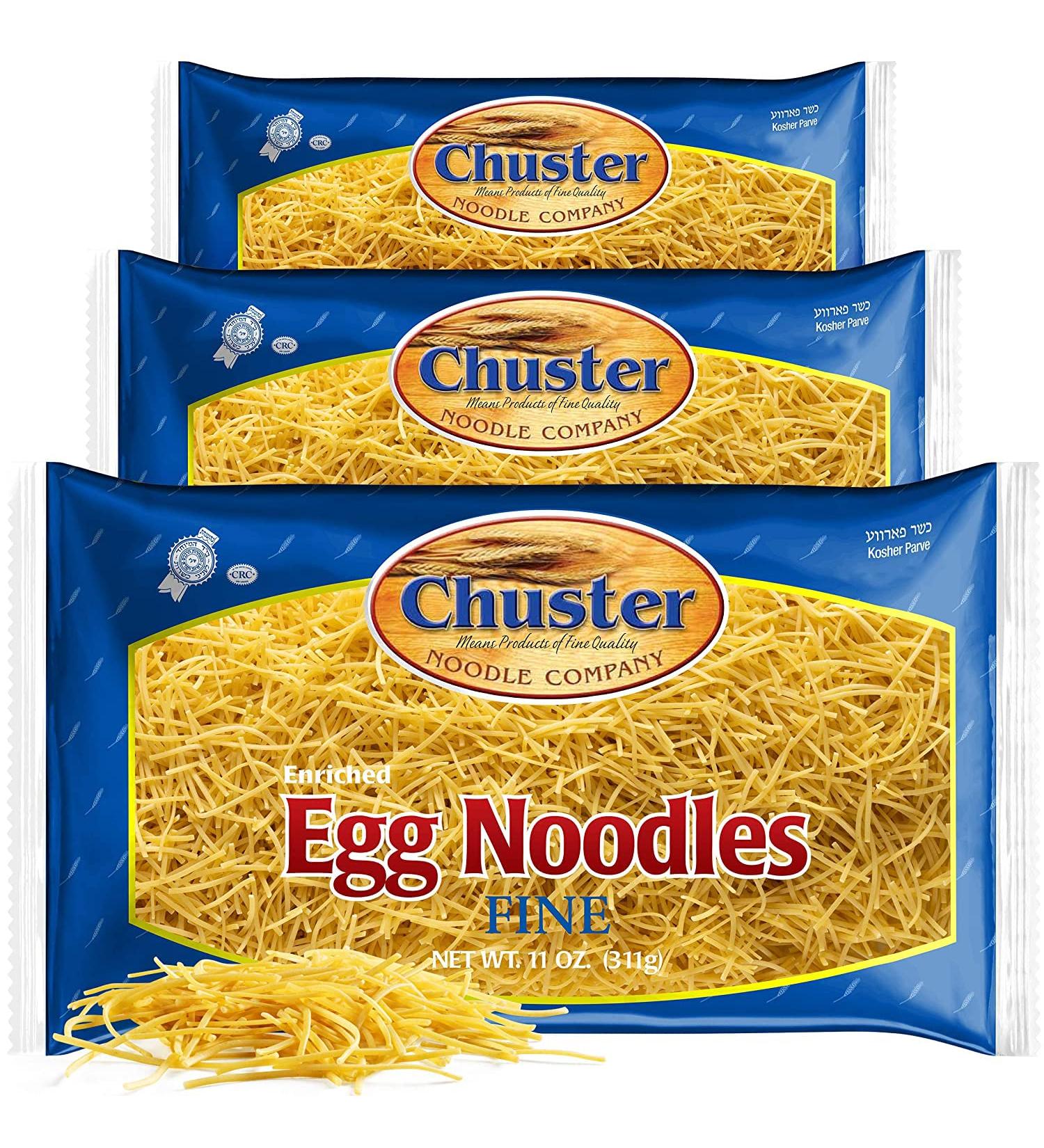 Chuster Fine Egg Noodles - Bulk 3 Pack Enriched Pasta for Soup, Ramen, Stroganoff - Cooks in 10 Minutes! Low Sodium, Kosher Pareve - Buy Online on GoSupps.com