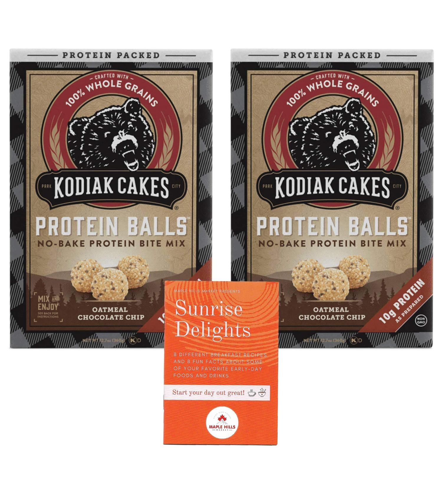 Kodiak Cakes Protein Balls - Oatmeal Chocolate Chip Flavor with Sunrise Delights Recipe Booklet - Buy Online on GoSupps.com