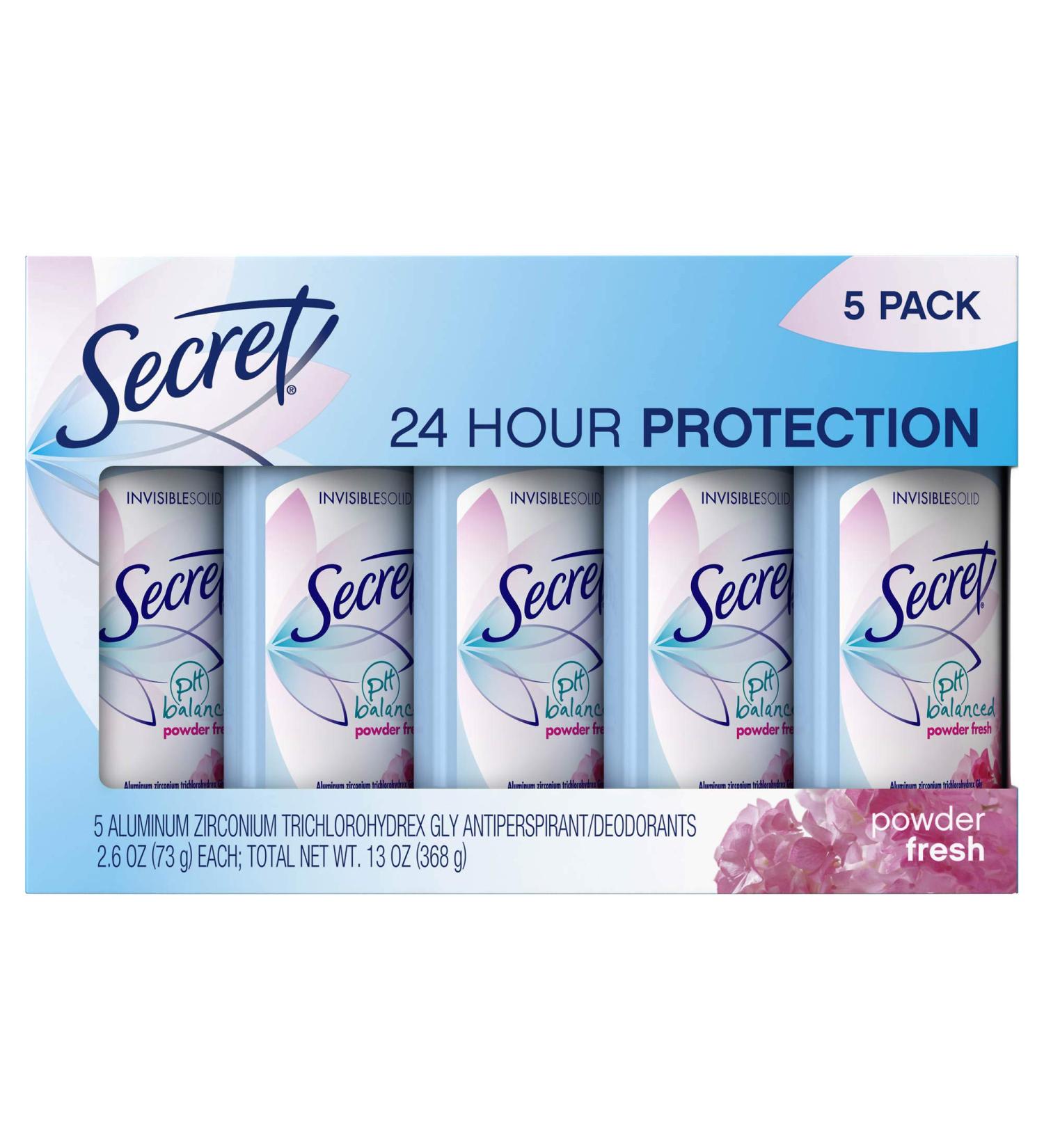 Secret Invisible Solid Deodorant  Powder Fresh (2.6 oz  5 pk.)