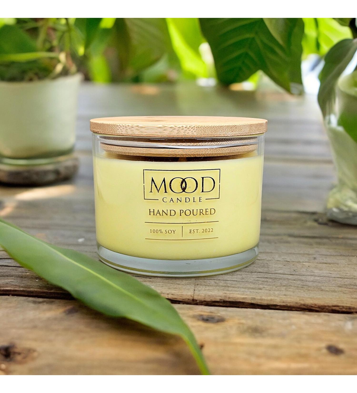 Soy Wax Candle 3-Wick 16 oz Long Burn Time Gardenia Scent - Mood Candle Yellow