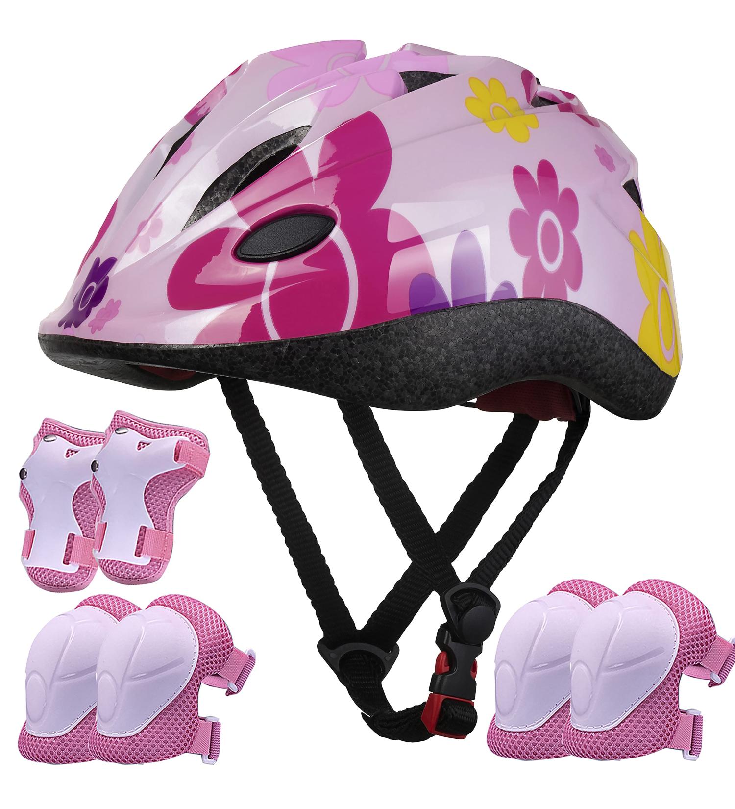 Lamsion Kids Helmet Set with Protective Gear for Ages 4-10, Pink - Cycling, Skating, Scooter - Buy Online on GoSupps.com