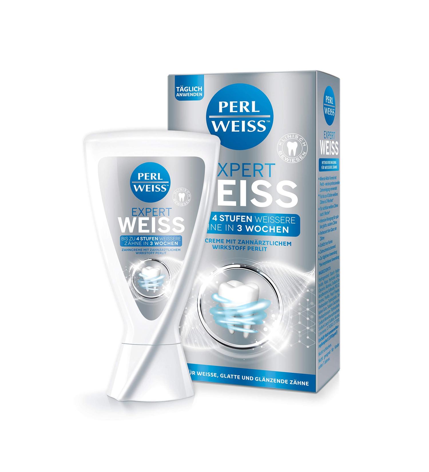 Perlweiss Expert Weiss Toothpaste - Effective Teeth Cleaning & Whitening | 4 Levels Whiter in 3 Weeks | With Perlit (50 ml) - International Shipping - Buy Online on GoSupps.com