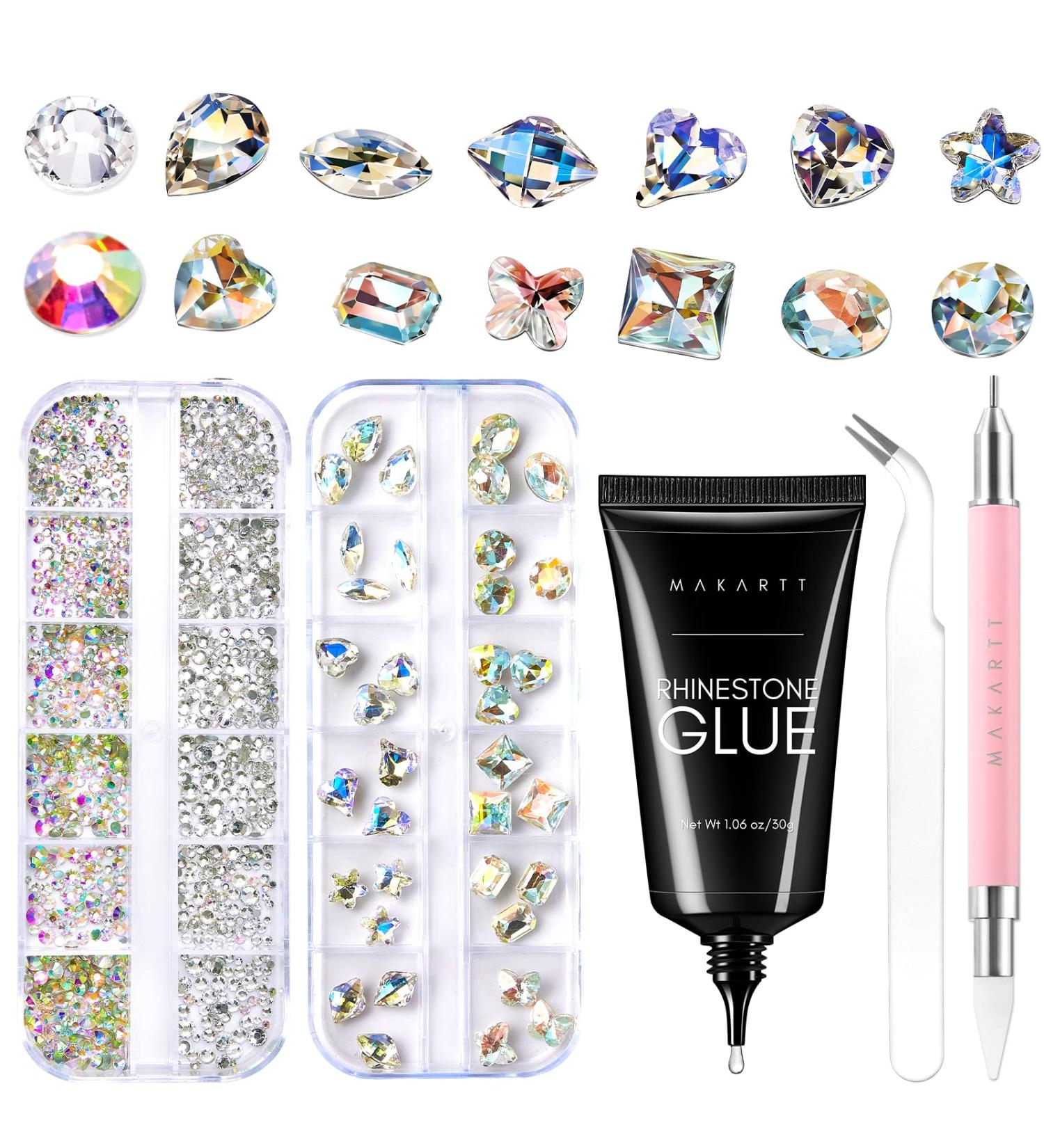 Makartt Nail Art Rhinestone Glue Gel Kit - Strong Adhesive 30g Diamond Art Super Glue for Nail Charms Design - DIY Nail Decoration Set with Gems, Wax Pen Picker, and Glitter - Beginner Friendly - Buy Online on GoSupps.com