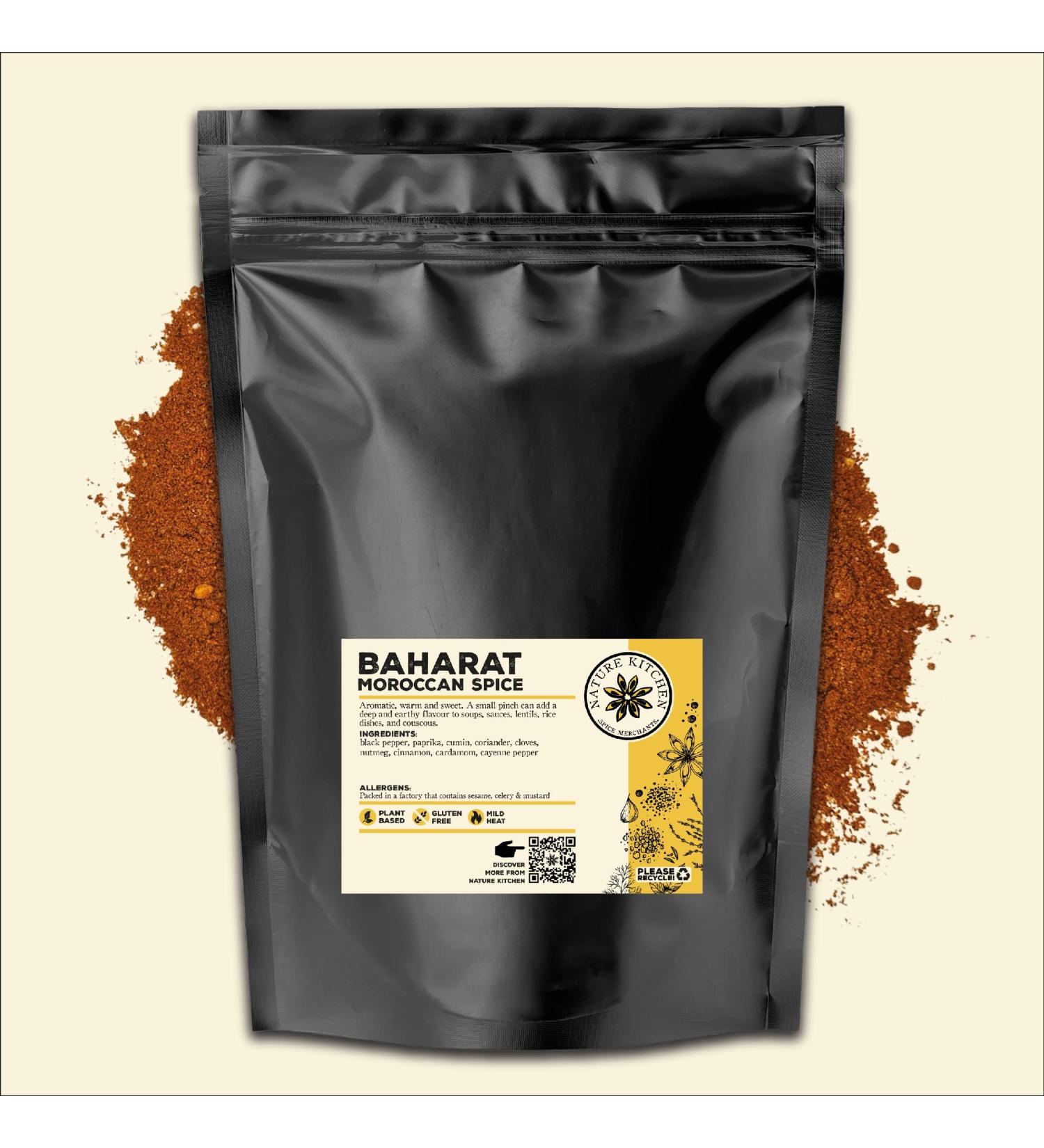 Nature Kitchen Baharat North African Seasoning (Hot) 500g - Gluten-Free & Vegan Cooking Blend for Marinades, Sauces, Frying, Baking, Grilling - Buy Online on GoSupps.com