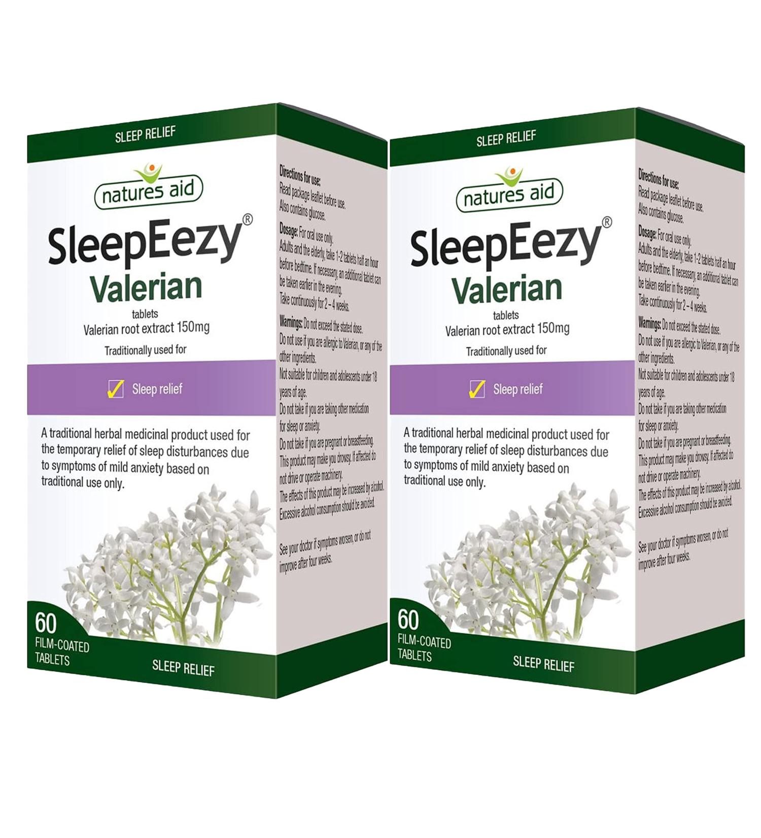 SleepEezy Valerian Root Tablets 2 x 60 Vegan Tablets Relief of Sleep disturbances - Buy Online on GoSupps.com
