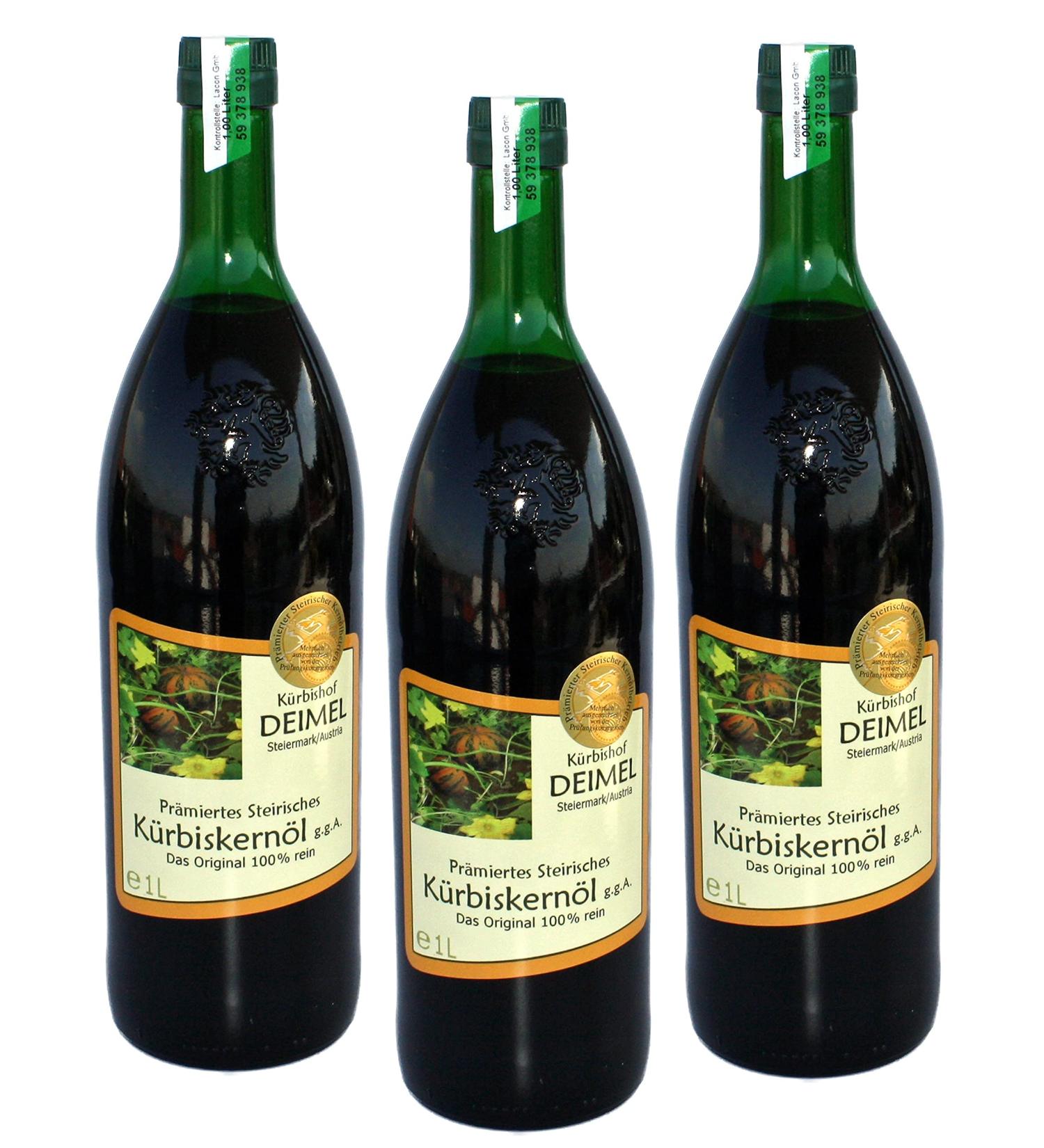 Buy Pumpkin Deimel Styrian Pumpkin Seed Oil G.G.A. - 3 x 1000ml Savings Pack | Authentic Austrian Flavor - Shop Now! - Buy Online on GoSupps.com