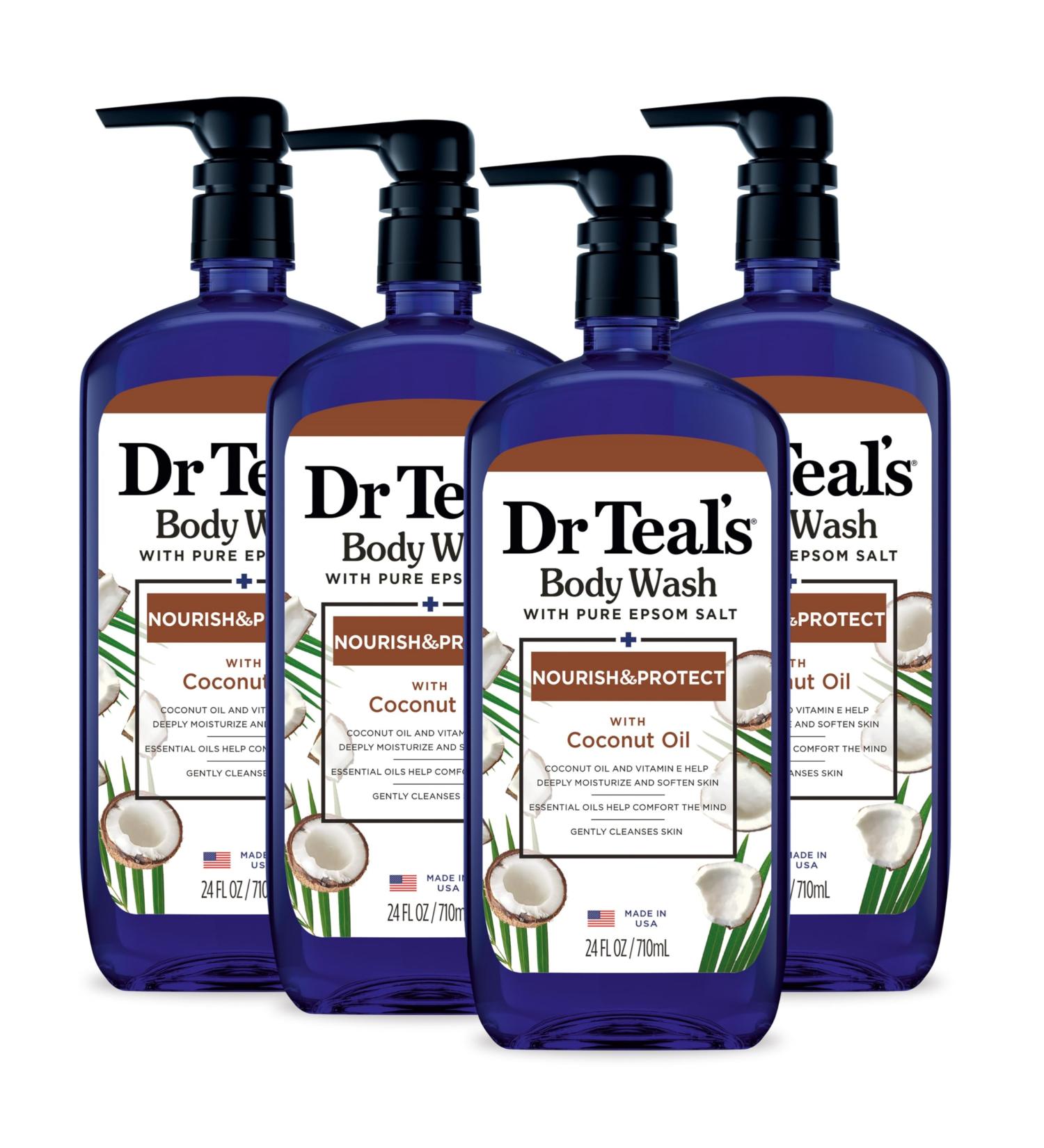 Dr Teal's Body Wash with Pure Epsom Salt with Coconut Oil 24 fl oz (Pack of 4) - Buy Online on GoSupps.com