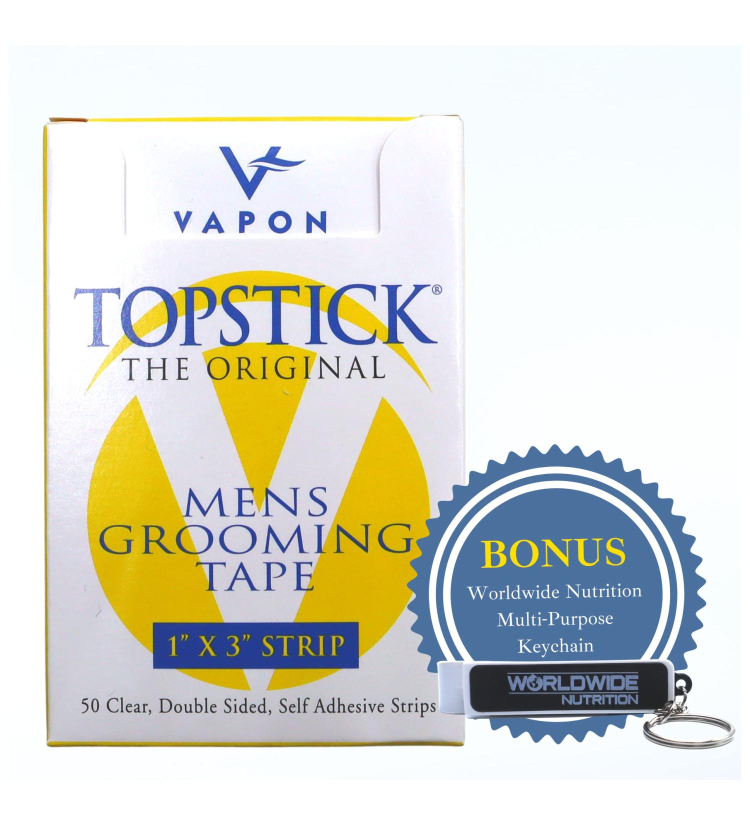 Vapon Topstick Men's Grooming Tape - 50 Clear Double Sided Strips for Toupee & Wig Adhesive - Buy Online on GoSupps.com