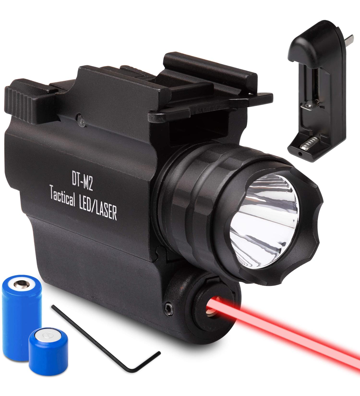 DefendTek Gun Flashlights - Rechargeable  Rail-Mounted Flashlight and Red Laser Light Combo for Shotgun  Pistol and Handgun - Gun Accessories & Weapons - DT-M2 Red Full - Buy Online on GoSupps.com