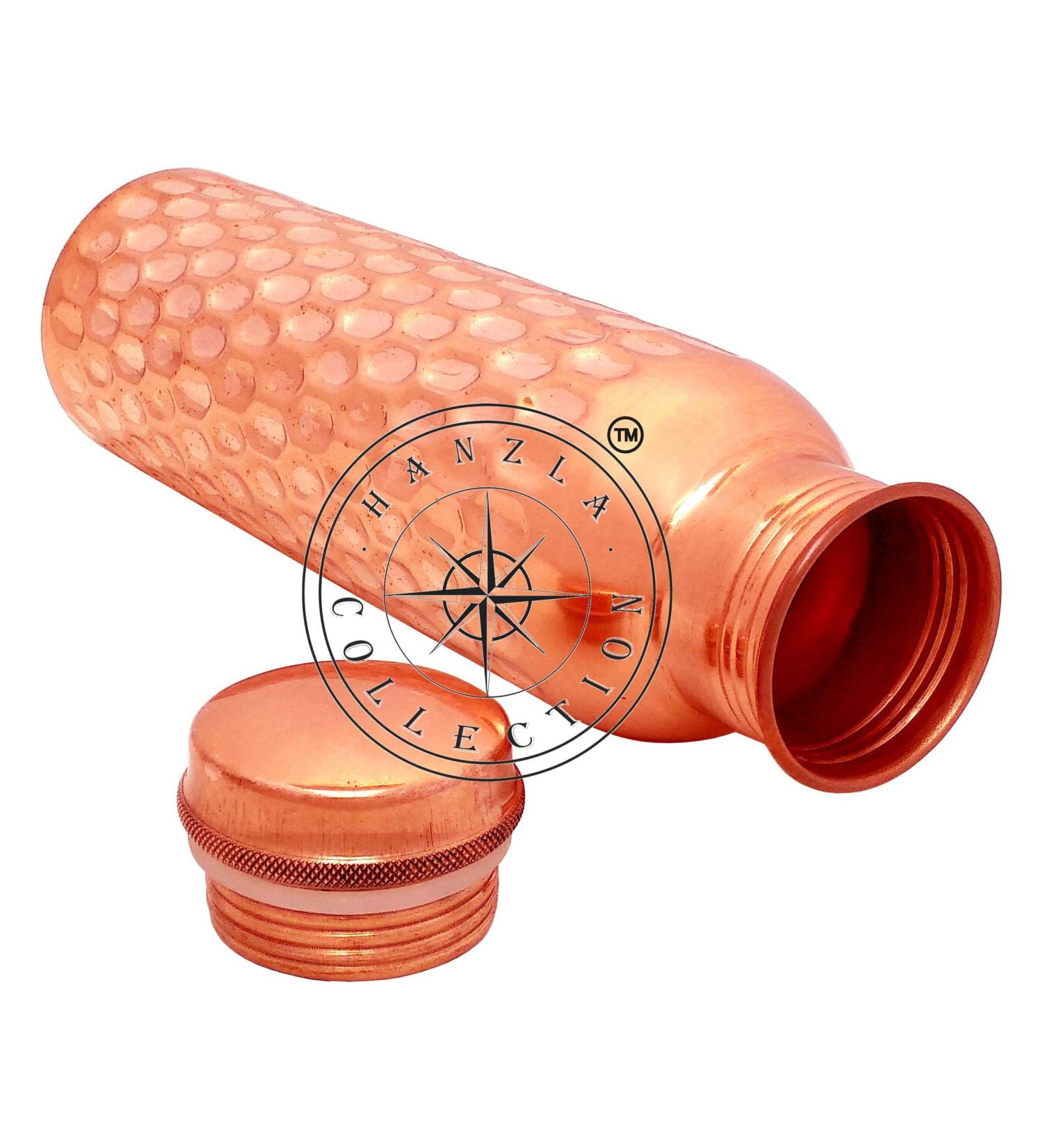 Hanzla Collection Leak Proof Pure Copper Hammered Drinking Water Bottle Ayurveda Yoga Benefits - Buy Online on GoSupps.com