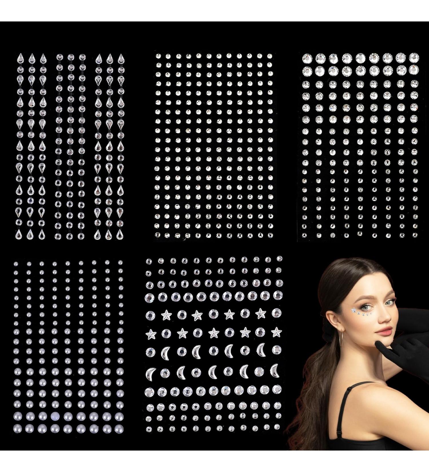 850 Pcs Rhinestones Hair Gems & Face Jewels - Self-Adhesive Nail Gems for DIY Crafts Festivals & Makeup - Buy Online on GoSupps.com