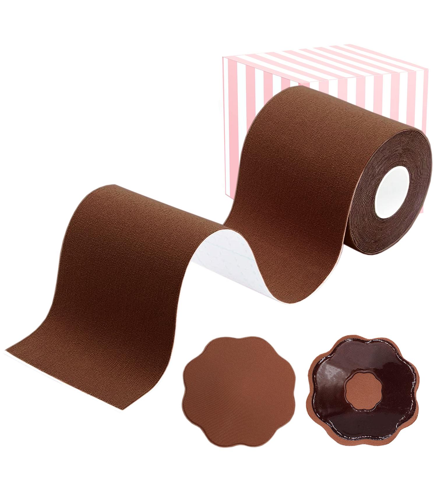 XL Breast Lift Tape for A-G(DD) Cup Brown - BoobTape for Large Breasts, Body & Athletic Support with Nipple Cover - Booby Tape Solution - Buy Online on GoSupps.com