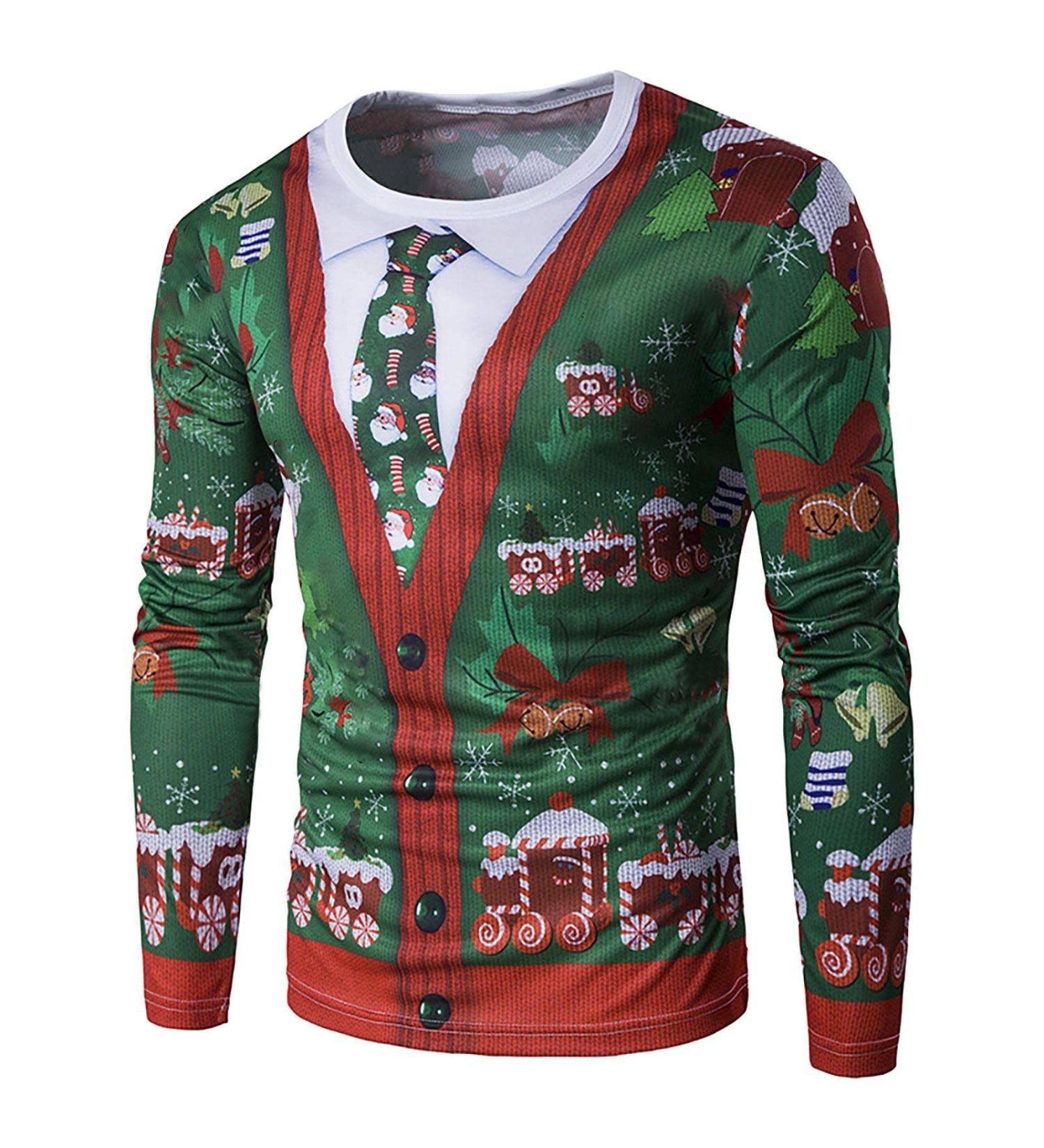 GXLONG Mens Ugly Christmas Crewneck Sweatshirt | Xmas Funny 3D Print Sweater XXL Green - Buy Online on GoSupps.com