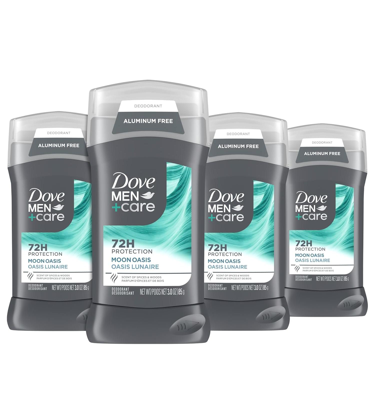 Dove Men+Care Aluminum-Free Deodorant Moon Oasis 4 Count for a Long-Lasting Scent with 72H Odor Protection 3.0 oz - Buy Online on GoSupps.com