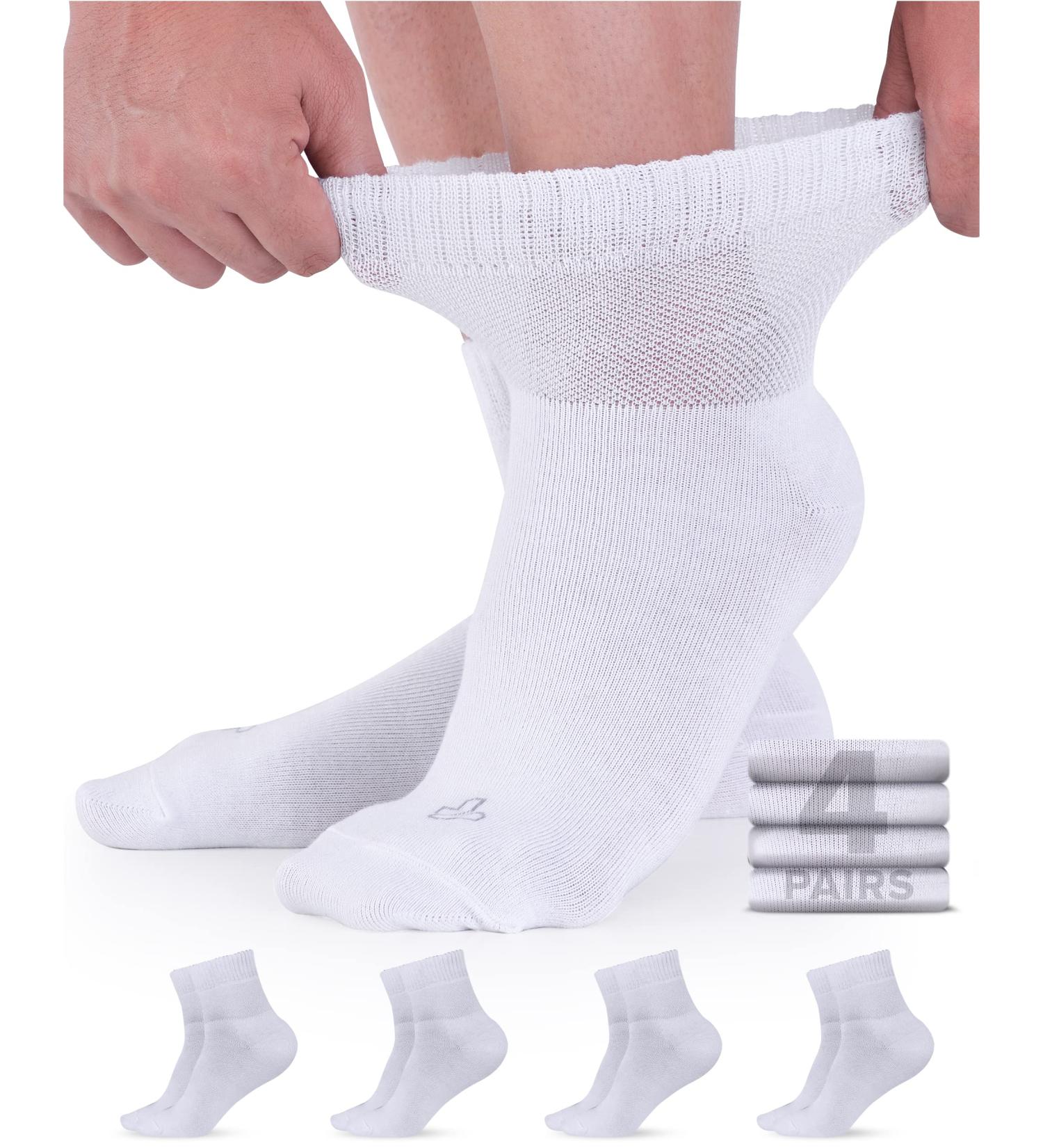 Doctor's Select Bamboo Diabetic Socks Women & Men - 4 Pairs Ankle Neuropathy Socks | Diabetic Socks for Women Size 6-9 | 9-11 Large White - 4 Pairs - Buy Online on GoSupps.com