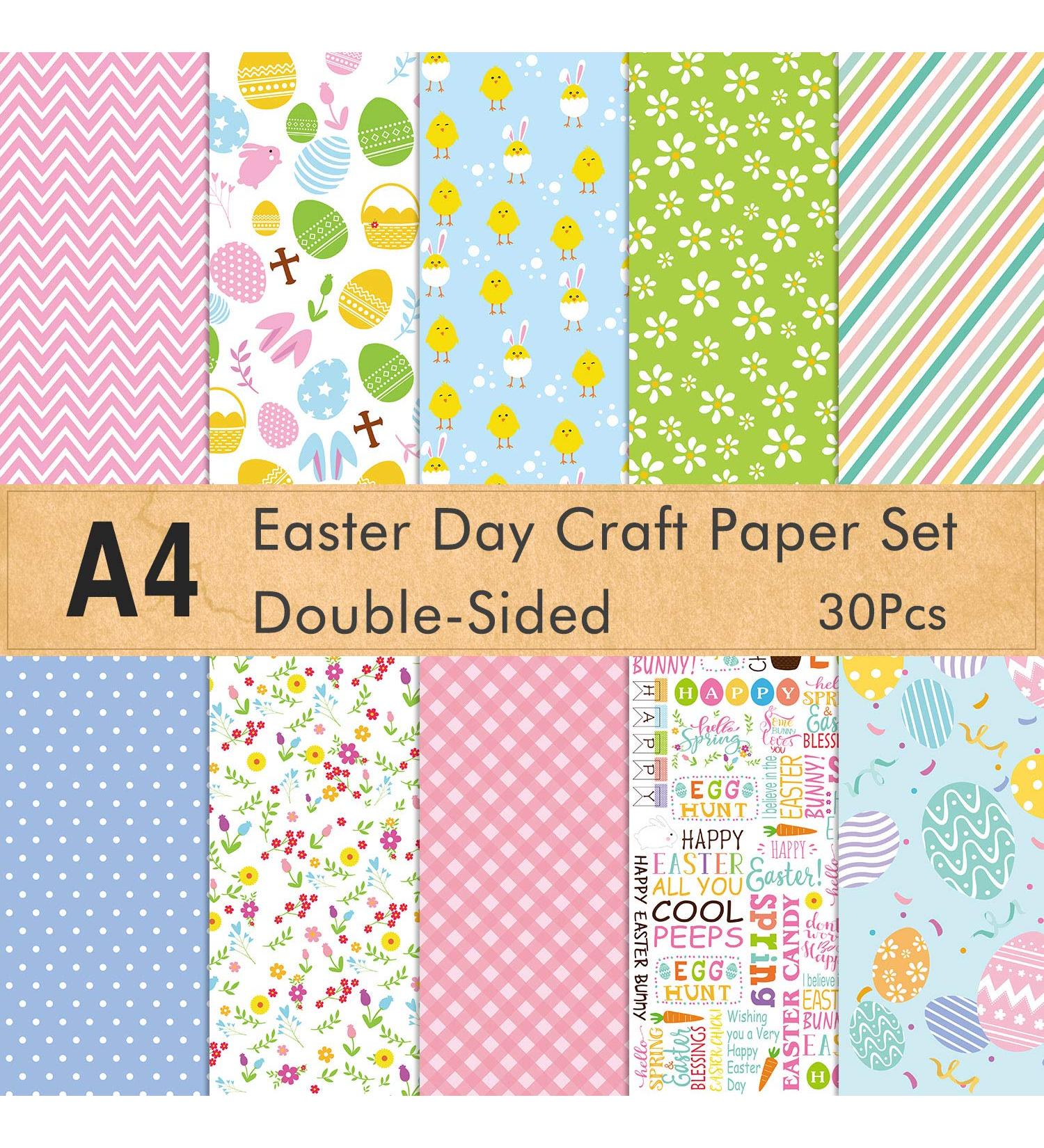 FEPITO Easter Day Pattern Paper Set - 30 Sheets A4 Size Double Sided Decorative Paper for Card Making and Scrapbook Decoration - 10 Patterns Included - Buy Online on GoSupps.com