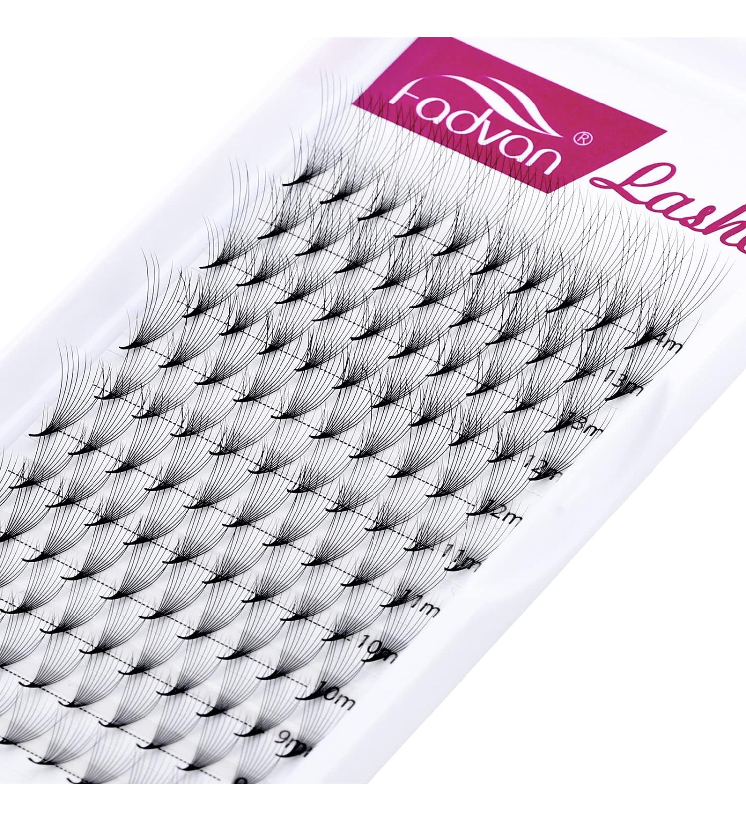 10D Premade Volume Fans Eyelash Extensions - 0.07 Thickness | D Curly | Pointed Base | Middle Stem | 8-14mm - Buy Online on GoSupps.com