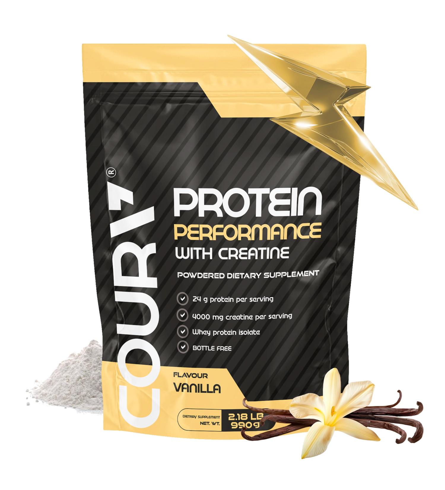 COURA Prote n Performance 990g - High-Performance Protein Powder - with Creatine - Ideal for Athletes - Gluten-Free Vanilla 2.18 Pound (Pack of 1) - Buy Online on GoSupps.com