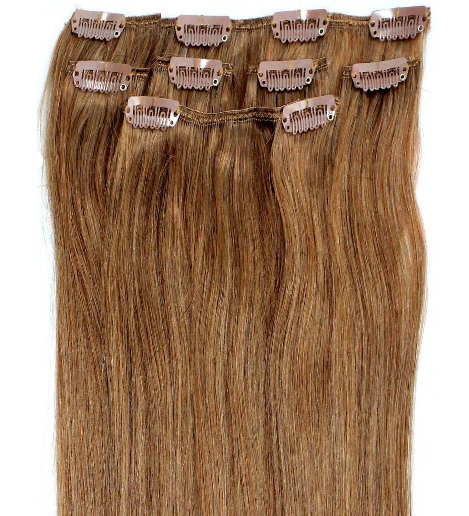 Forever Young Hair Extensions Real Human Hair Extensions Clip In Half Head 40g 16" Length Caramel Brown #10