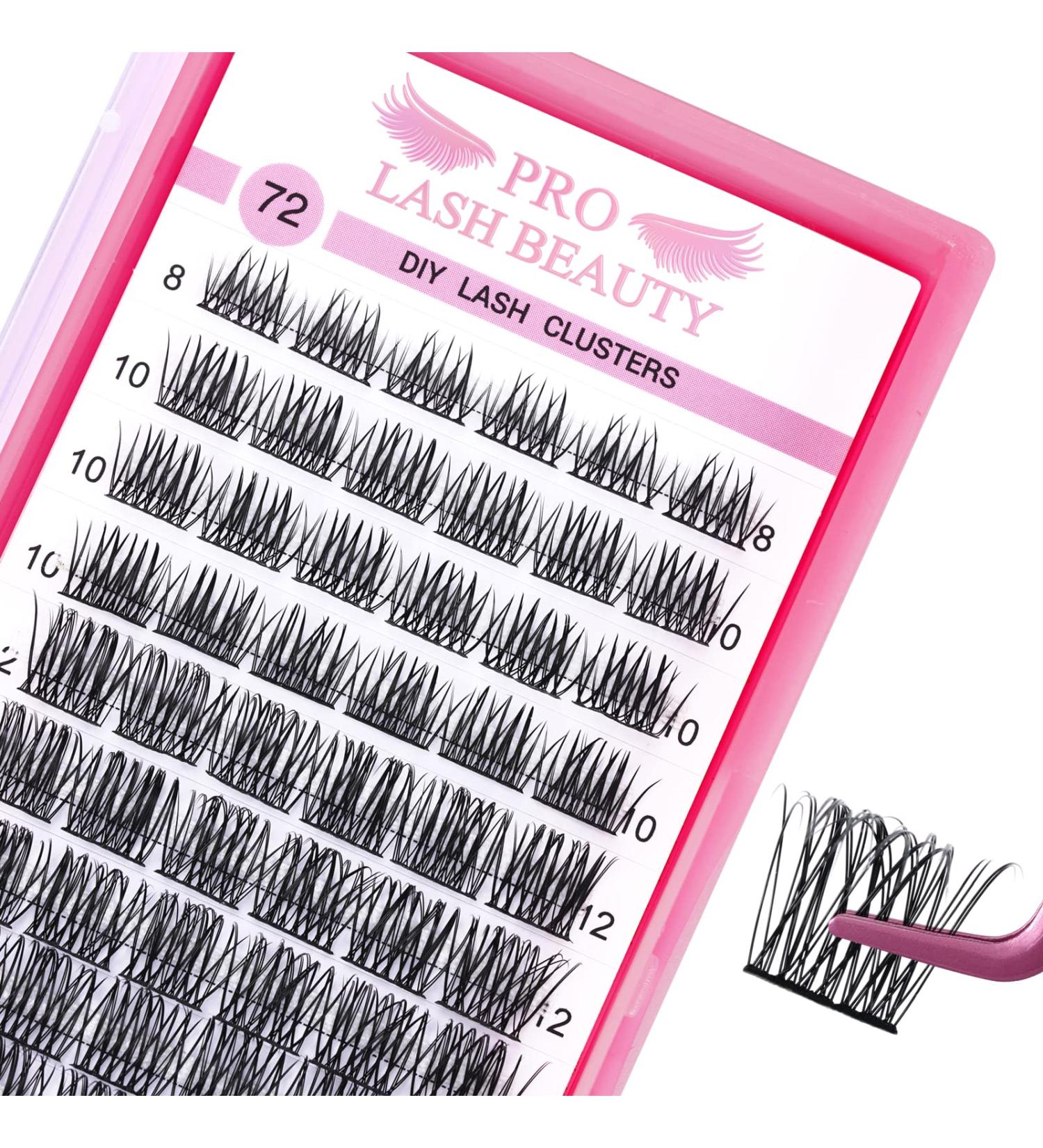 72 Pcs DIY Eyelash Extension Cluster Lashes - Easy to Apply Fantasy D-16mm Individual Lashes - 16mm Thin Band for At-Home Use - Buy Online on GoSupps.com