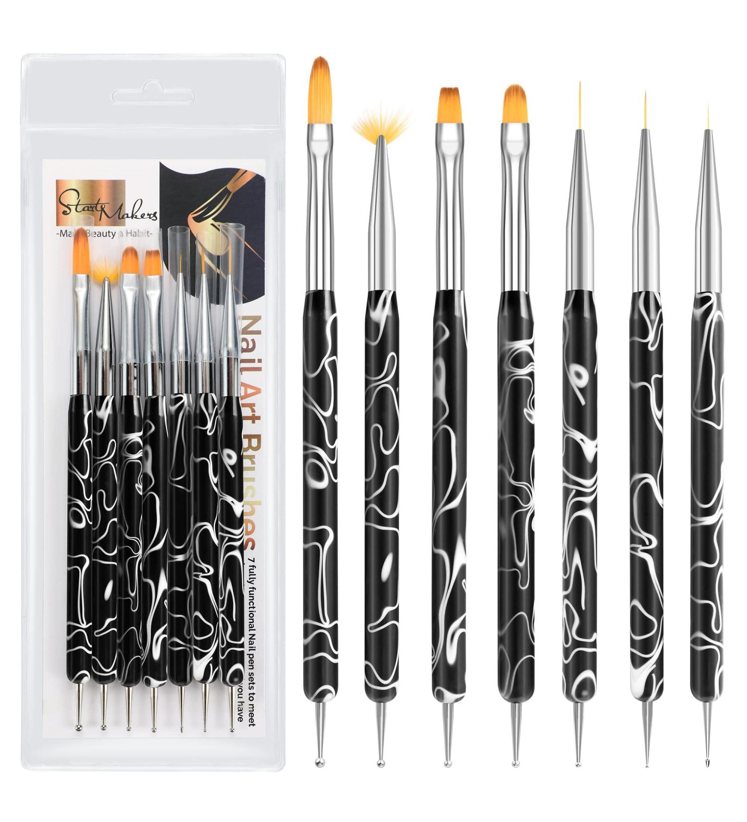 START MAKERS Nail Art Brushes Kit - 7pcs Double Ended Design Pen Set - Buy Online on GoSupps.com