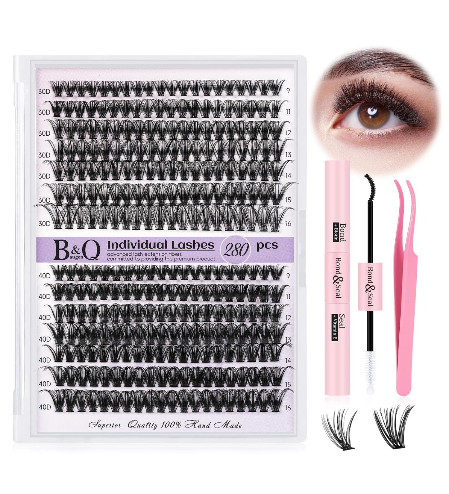 Ultimate LASH Extension Set B & Q - 280 PC Eyelash Extensions 9-16 Mix 40D - Complete Kit for Beginners with Glue & Applicator - Buy Online on GoSupps.com