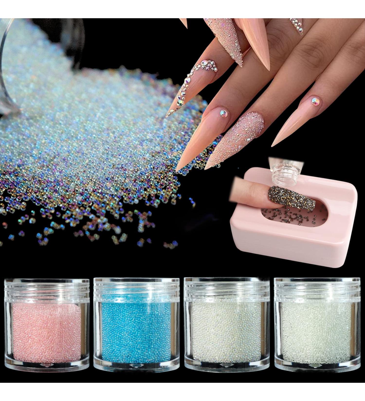 Glass Pixie Crystals for 3D Nail Art DIY Decor (Crystal AB) - 4 Colors with Recycling Box - Buy Online on GoSupps.com