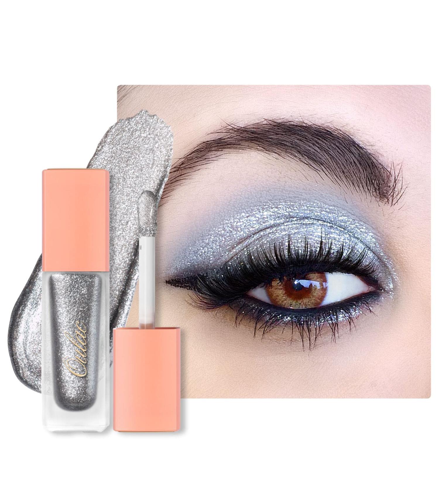 Oulac Liquid Glitter Eyeshadow Silver - Shimmer Eyeliner with Fine Sparkle | Vegan & Cruelty-Free | Crease-Free Sparkly Eye Makeup (5.4g) - Buy Online on GoSupps.com