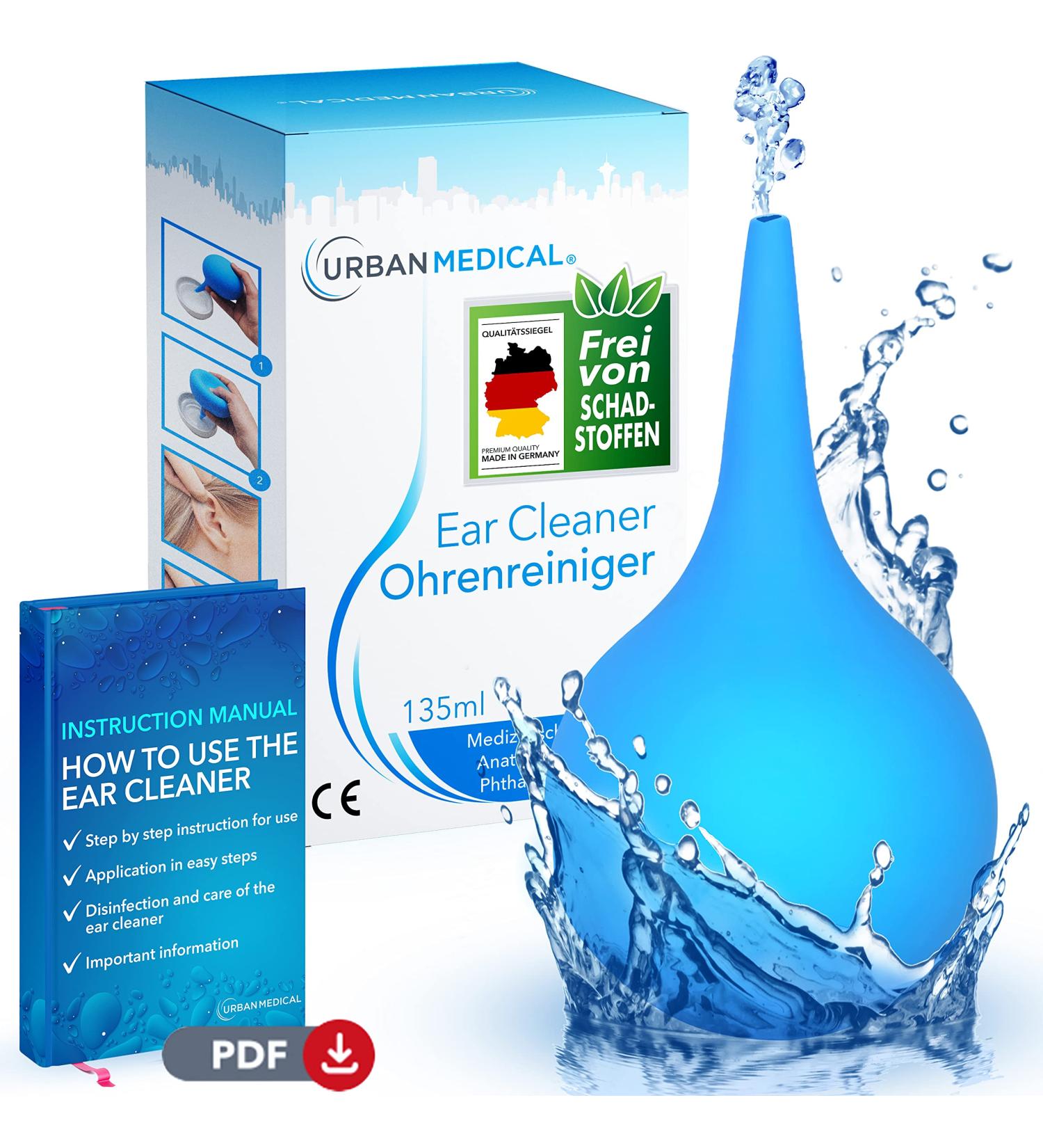 URBAN MEDICAL Ear Cleaner 2023 - 135ml Ear Syringe for Gentle Earwax Removal | Professional Ear Shower for Adults & Children - Buy Online on GoSupps.com