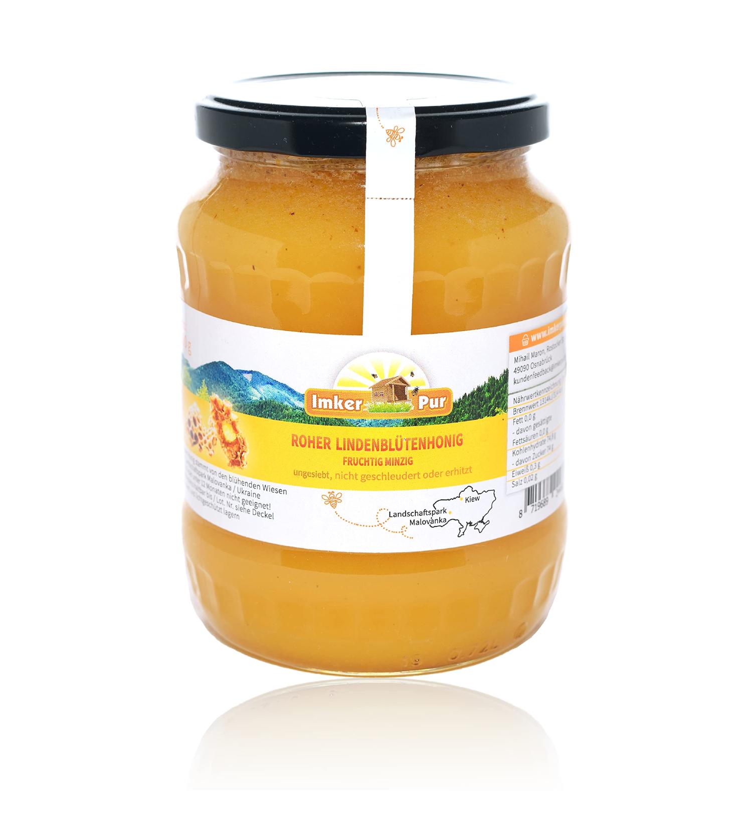 Pure Raw Linden Blossom Honey 1000g - Unheated Natural Ingredients with Pollen & Beeswax - International Shipping Available - Buy Online on GoSupps.com