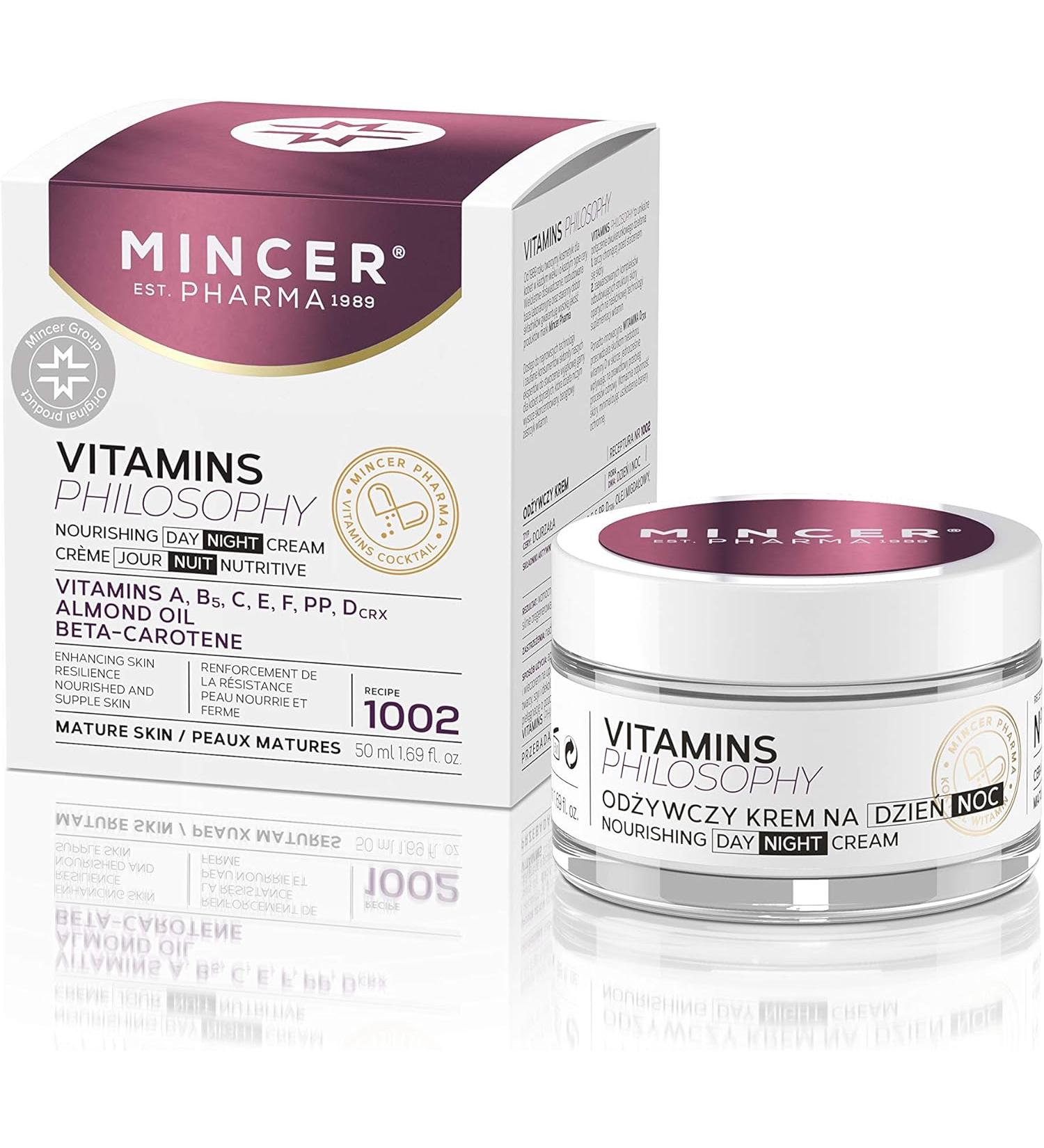  MINCER EST. PHARMA 1989 Mincer Pharma Vitamins Philosophy Regenerating Night Cream for Mature Skin with Grape Oil Vitamins A B C E F PP D and Moringa Butter 50 ml - Buy Online on GoSupps.com
